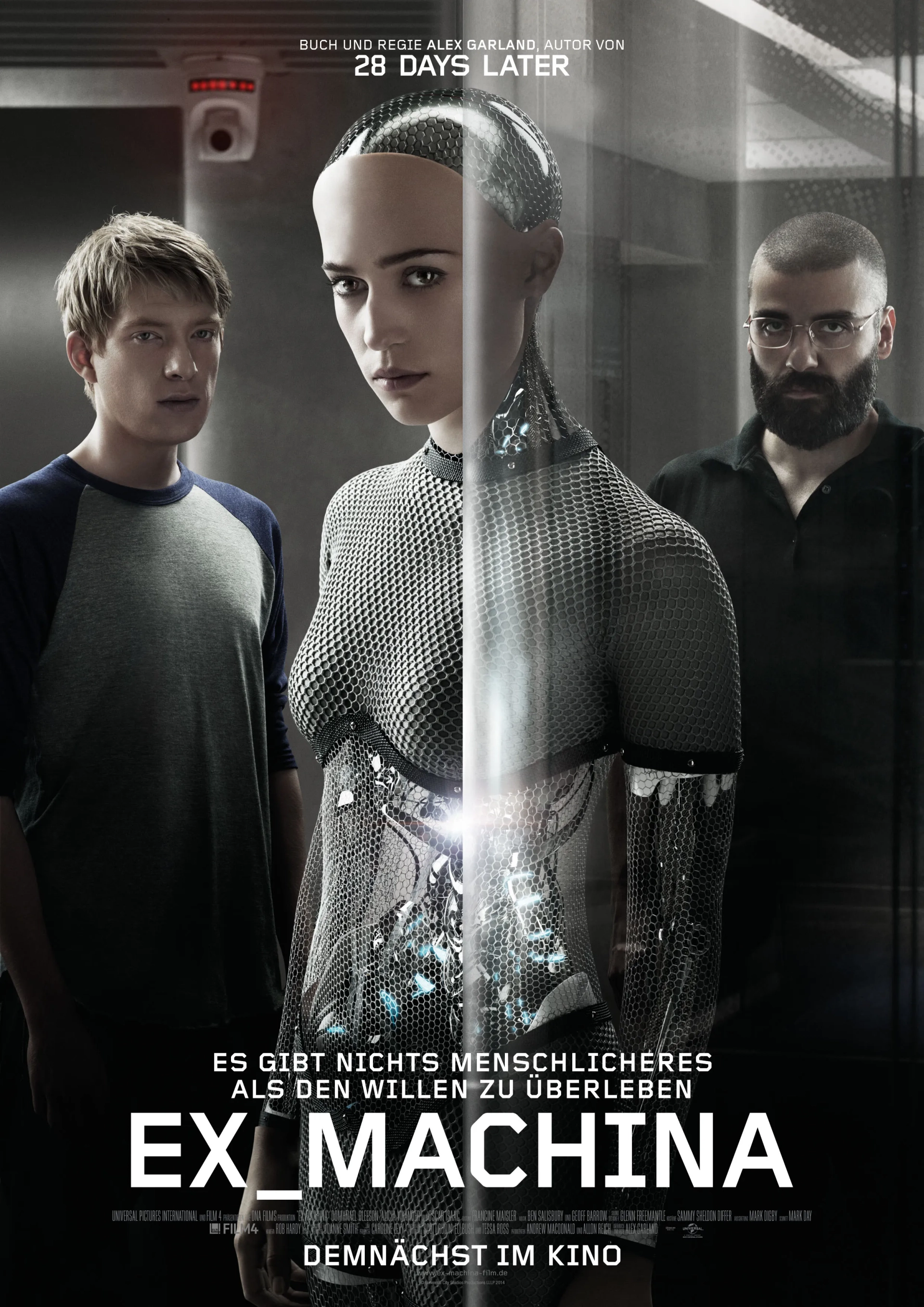Oscar Isaac, Domhnall Gleeson, and Alicia Vikander in Ex Machina (2014)