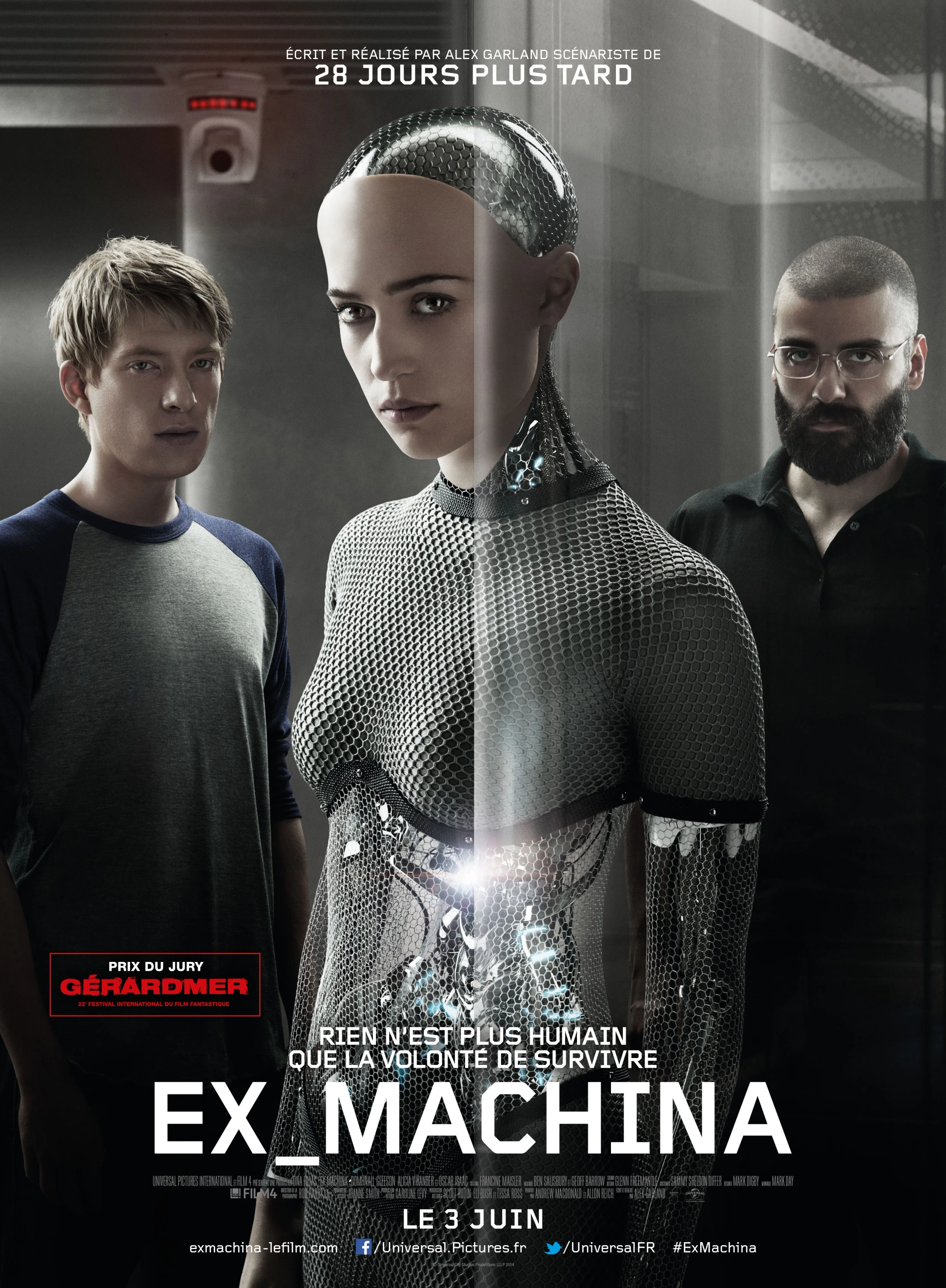 Oscar Isaac, Domhnall Gleeson, and Alicia Vikander in Ex Machina (2014)