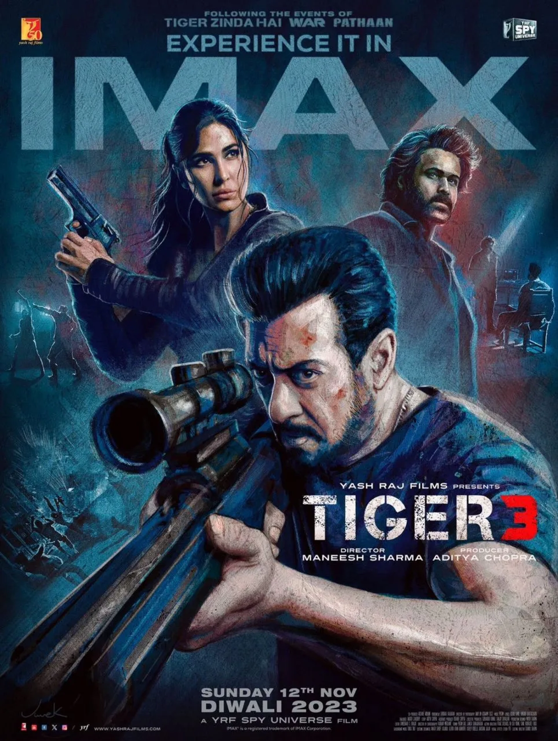 Salman Khan, Katrina Kaif, and Emraan Hashmi in Tiger 3 (2023)