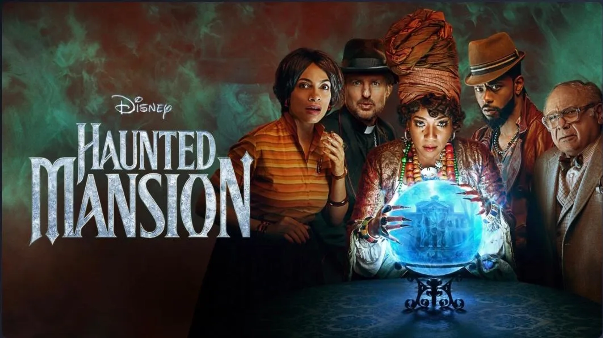 Danny DeVito, Owen Wilson, Rosario Dawson, Tiffany Haddish, and LaKeith Stanfield in Haunted Mansion (2023)