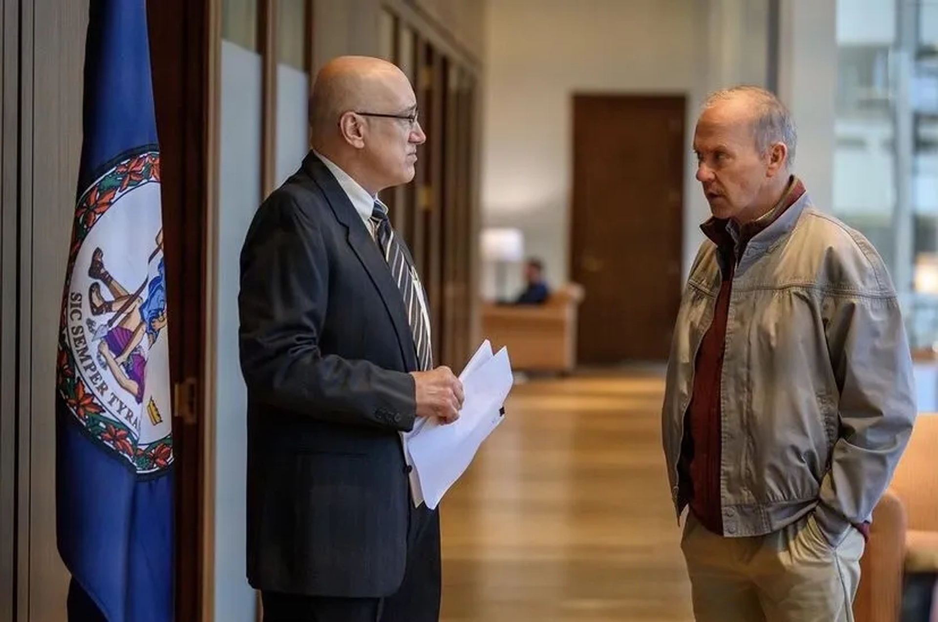 Michael Keaton and Kenny Alfonso in Dopesick: Black Box Warning (2021)