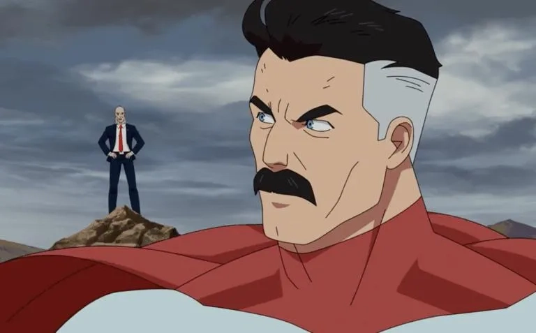 Walton Goggins and J.K. Simmons in Invincible (2021)