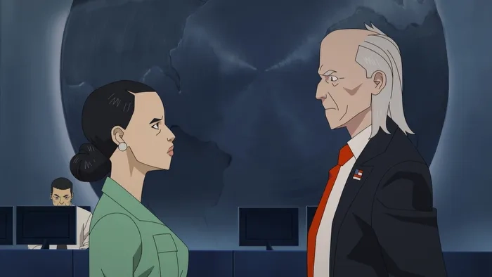 Walton Goggins and Sandra Oh in Invincible (2021)