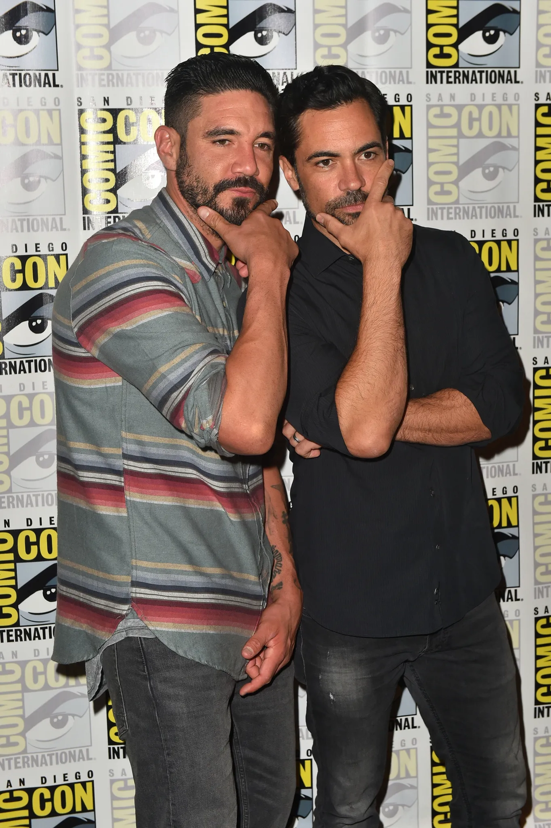 Danny Pino and Clayton Cardenas at an event for Mayans M.C. (2018)