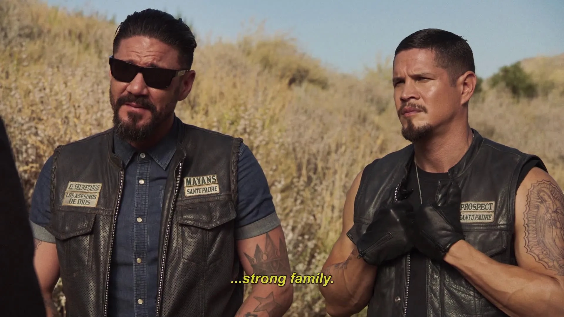 Ray McKinnon, JD Pardo, and Clayton Cardenas in Mayans M.C.: Kukulkan (2019)