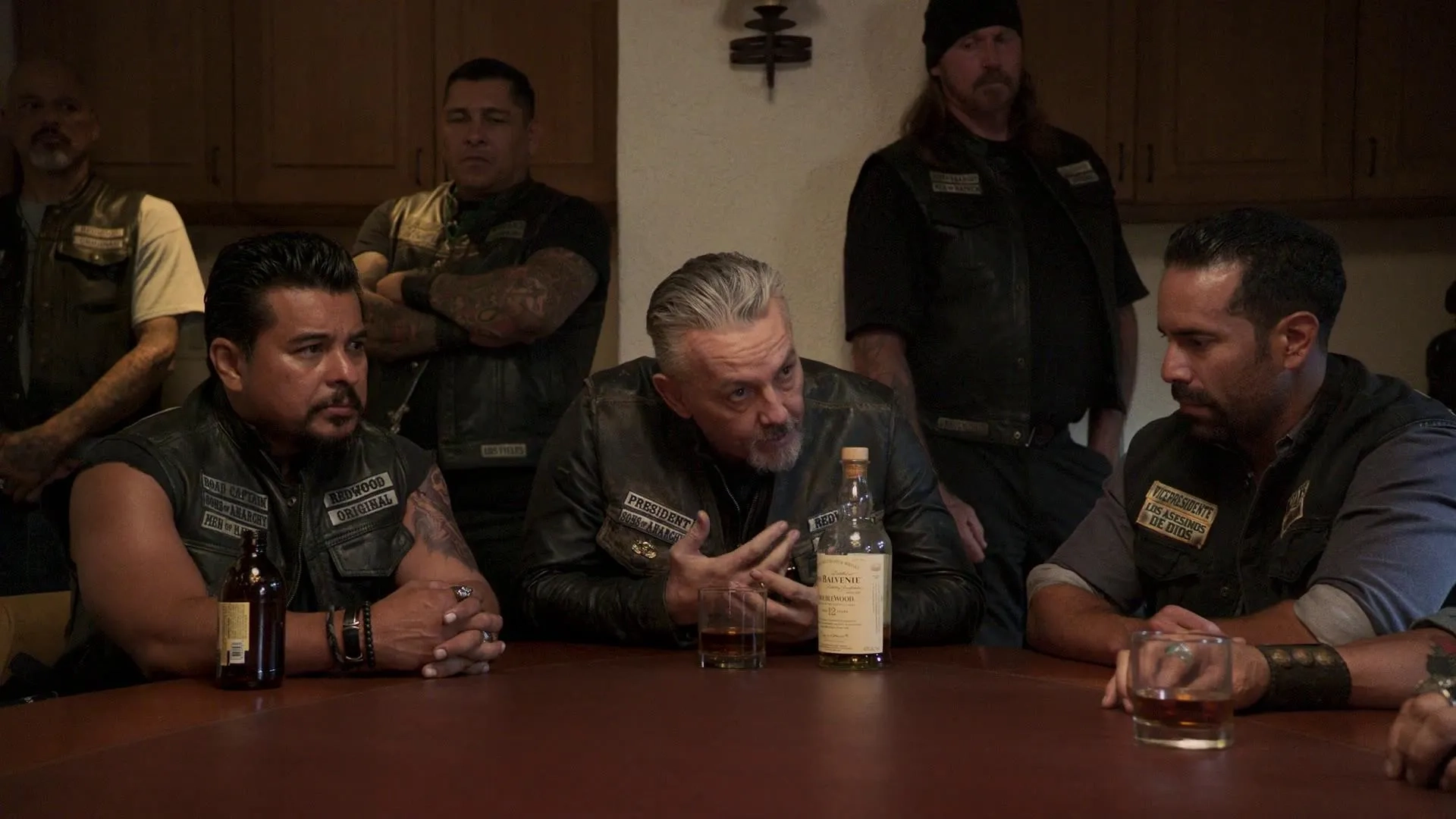 Tommy Flanagan, Jacob Vargas, Frankie Loyal, Emiliano Torres, David Labrava, and Rusty Coones in Mayans M.C.: Kukulkan (2019)