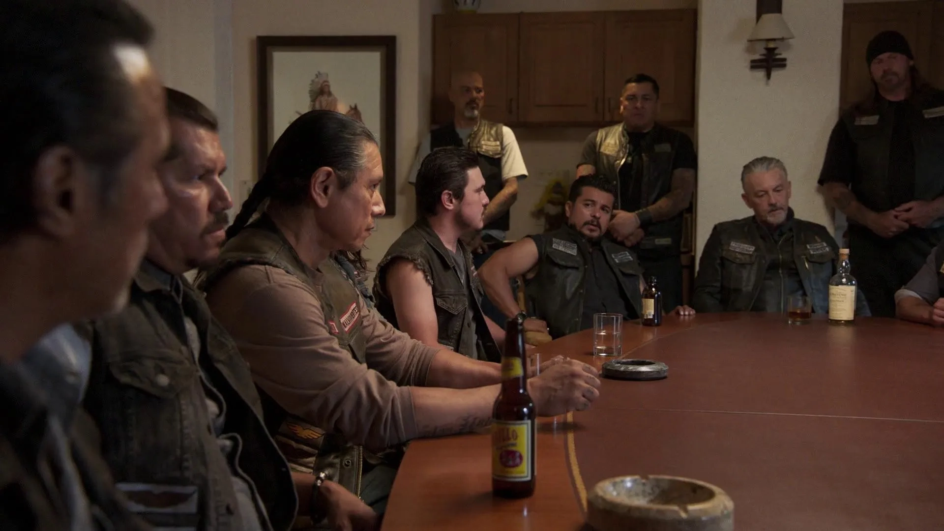 Gregory Cruz, Tommy Flanagan, Jacob Vargas, Frankie Loyal, David Labrava, and Rusty Coones in Mayans M.C.: Kukulkan (2019)