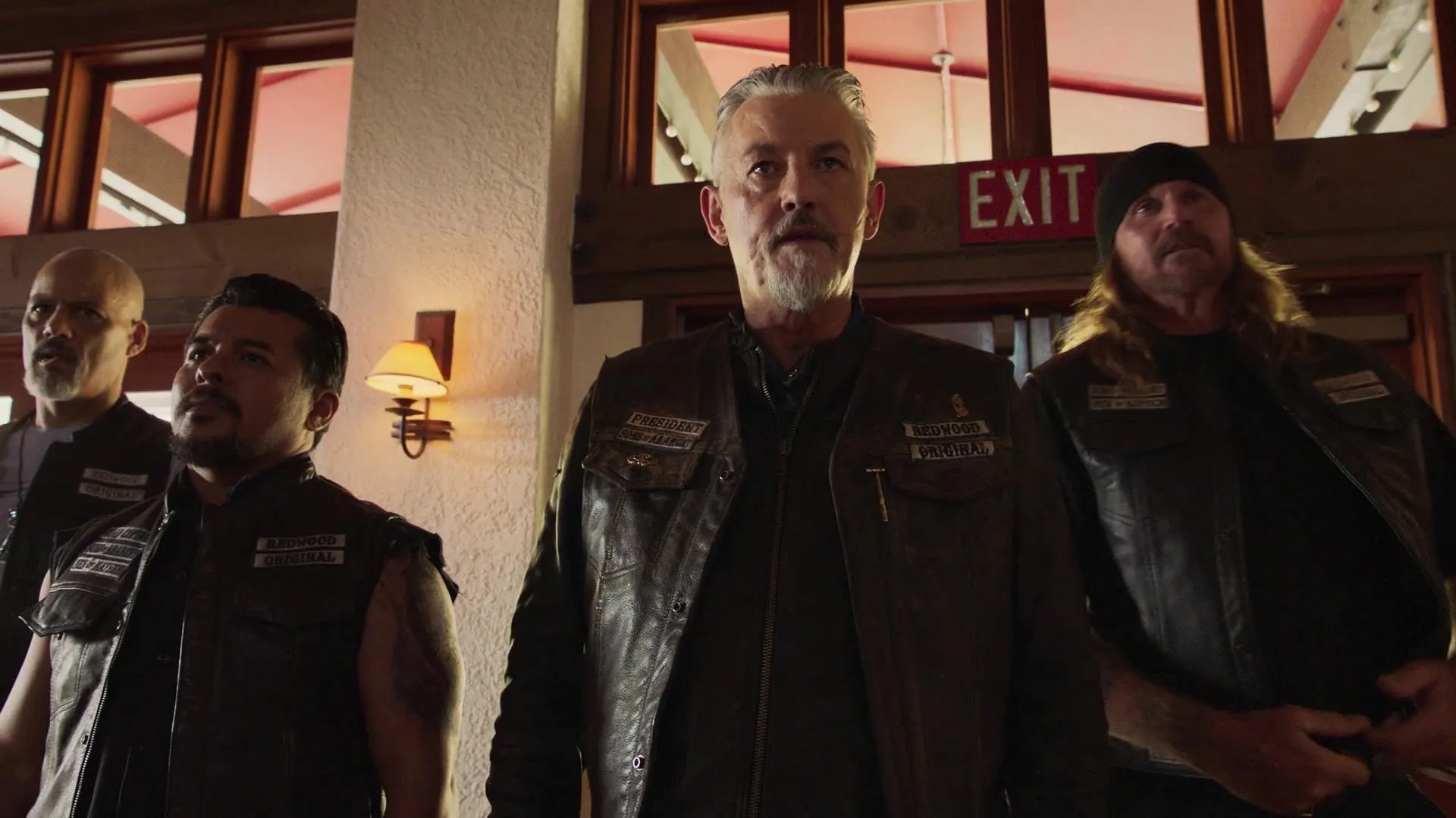 Tommy Flanagan, Jacob Vargas, David Labrava, and Rusty Coones in Mayans M.C.: Kukulkan (2019)