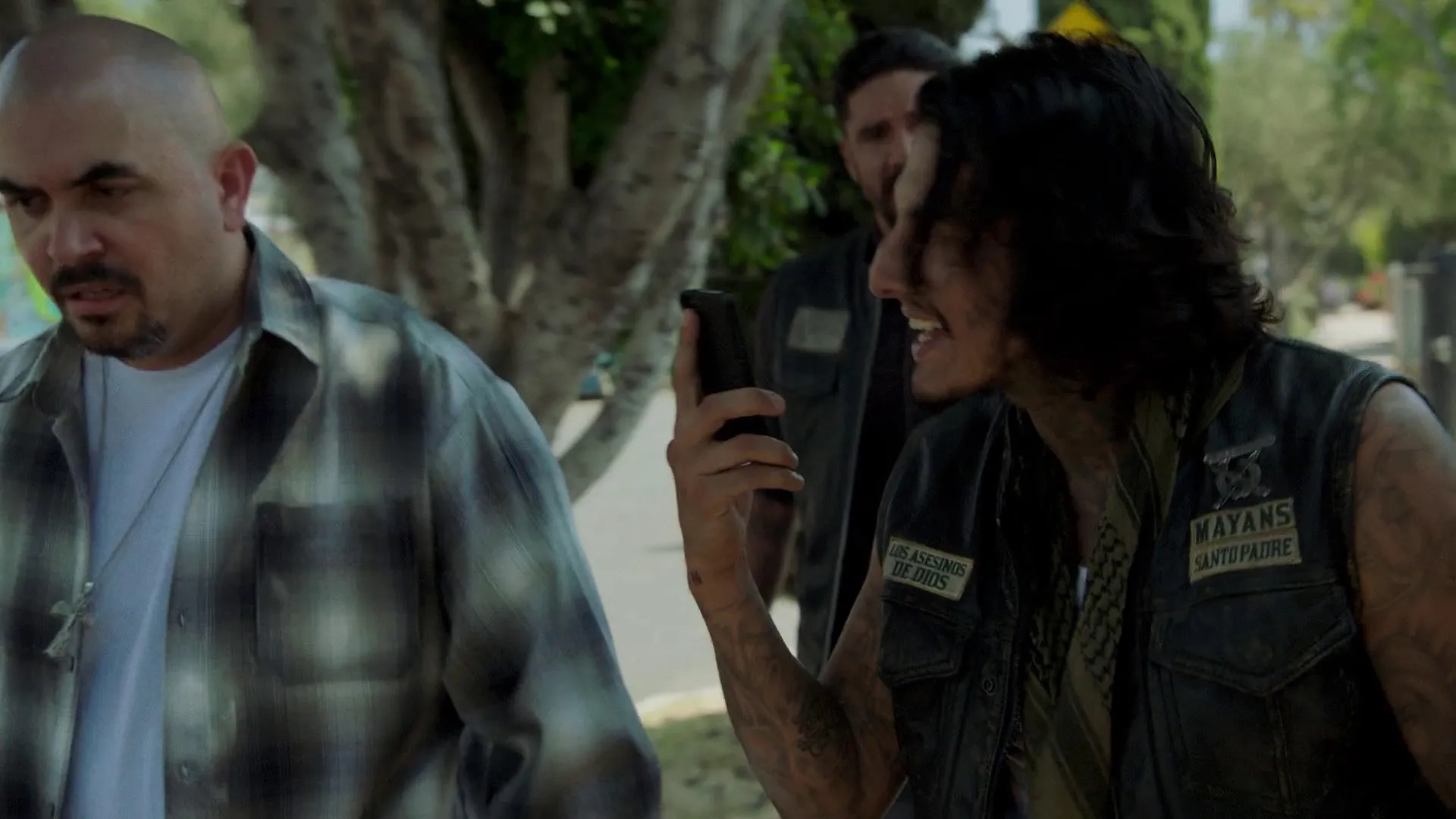 Noel Gugliemi, Richard Cabral, and Clayton Cardenas in Mayans M.C.: Tohil (2019)