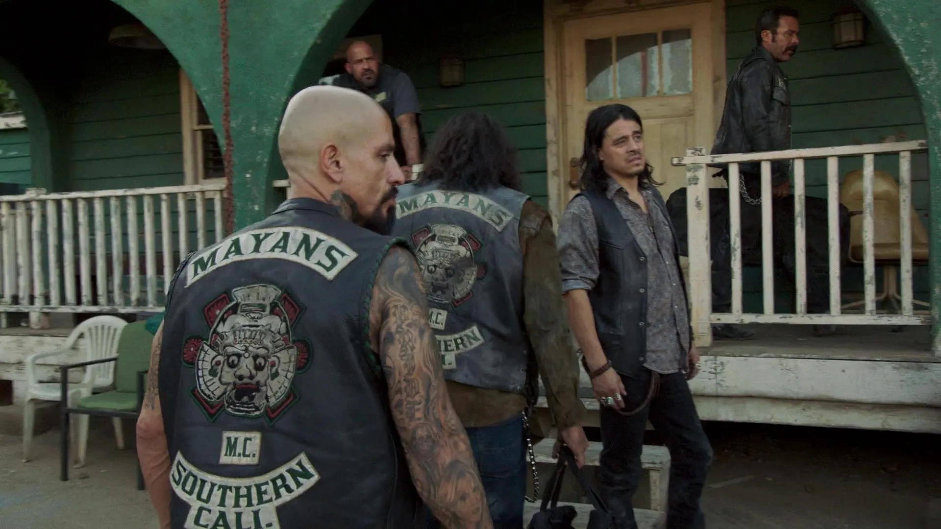 Michael Irby, Antonio Jaramillo, Raoul Max Trujillo, Joseph Raymond Lucero, and Vincent Vargas in Mayans M.C.: Tohil (2019)