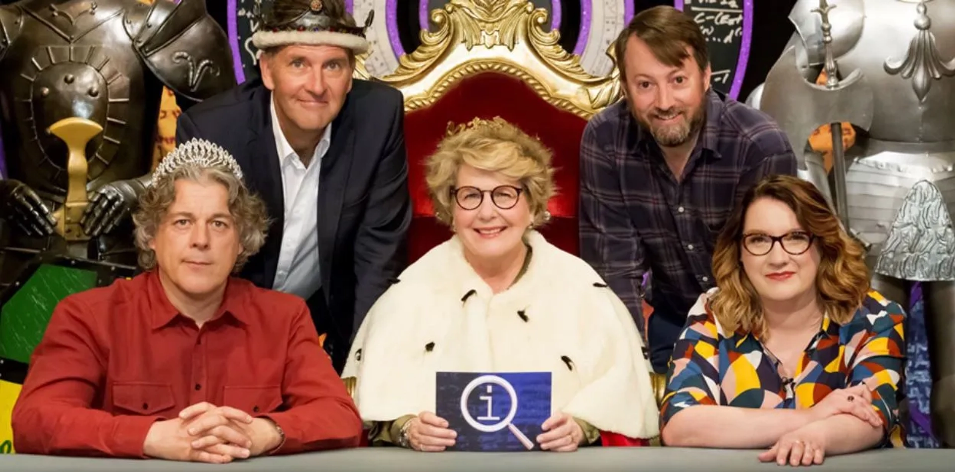 Alan Davies, Colin Lane, David Mitchell, Sandi Toksvig, and Sarah Millican in QI (2003)