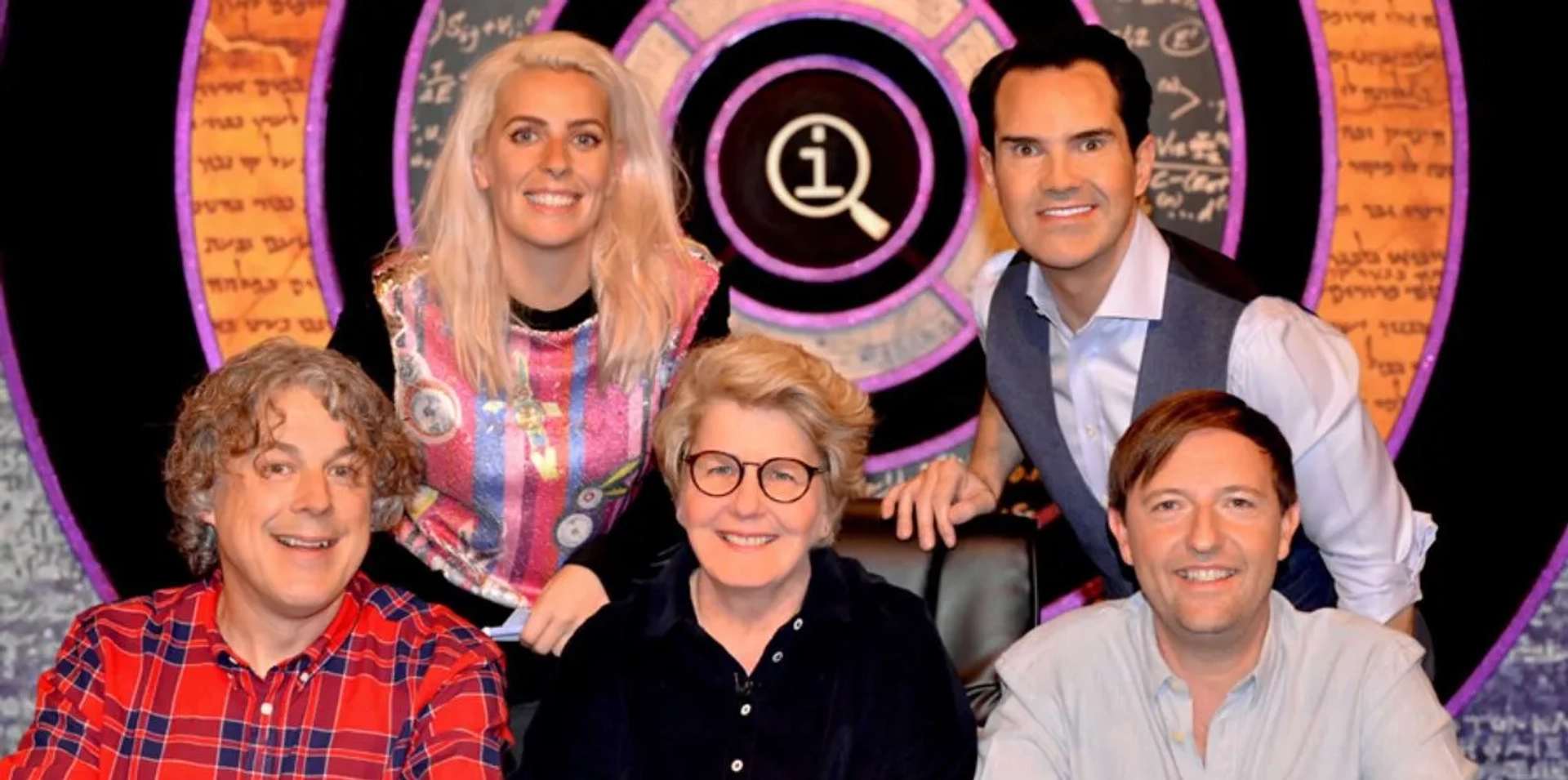 Jimmy Carr, Alan Davies, Sandi Toksvig, Andrew Maxwell, and Sara Pascoe in QI (2003)