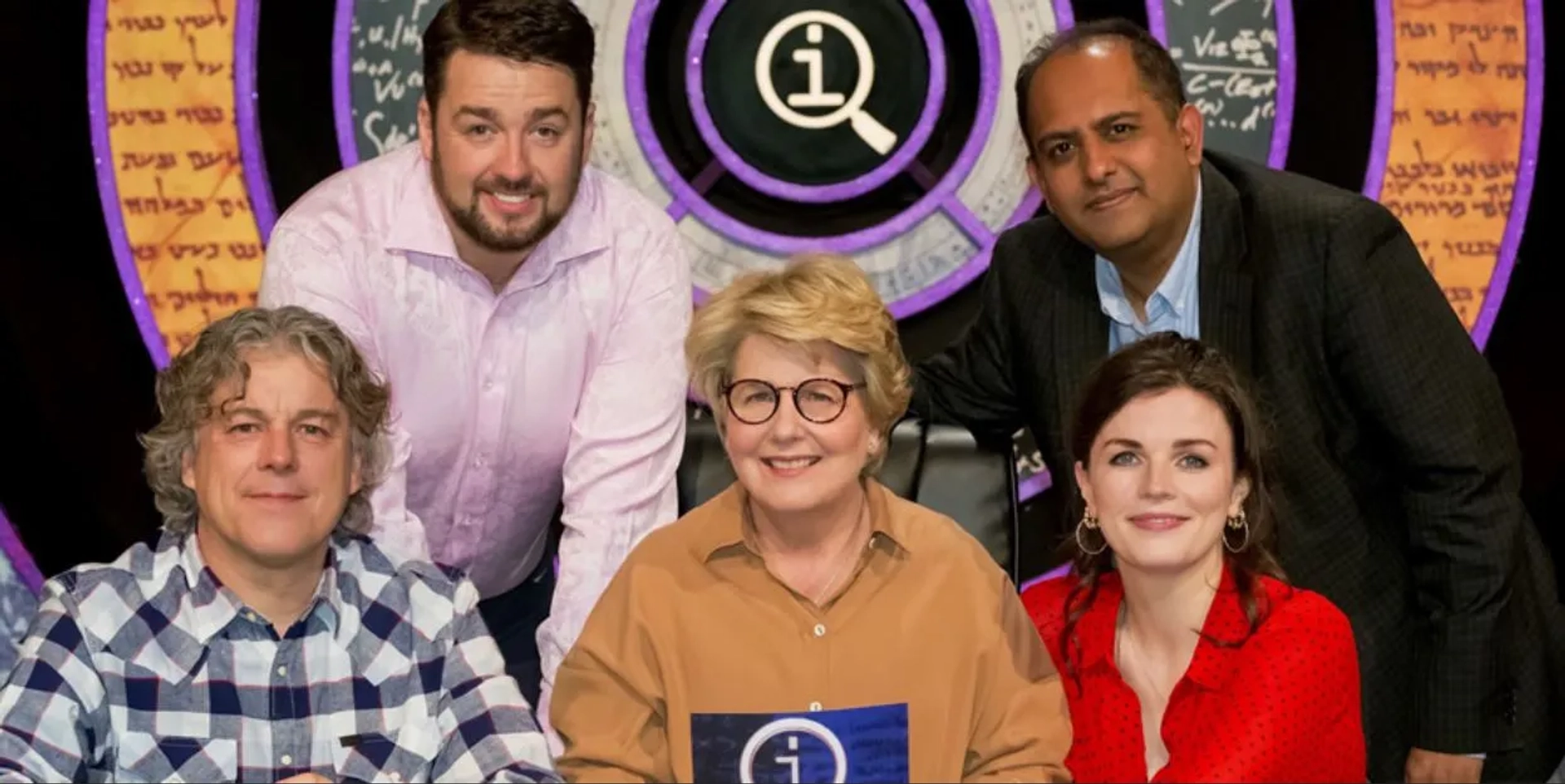 Alan Davies, Sandi Toksvig, Anuvab Pal, Jason Manford, and Aisling Bea in QI (2003)