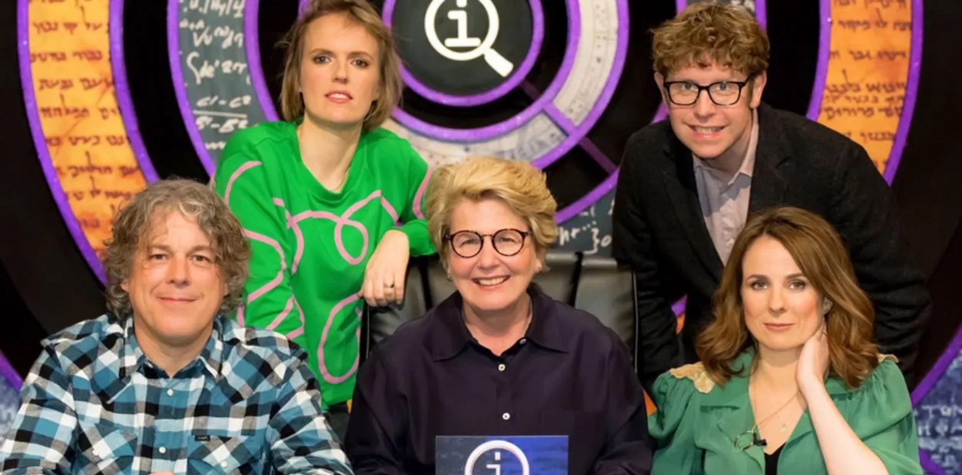 Alan Davies, Sandi Toksvig, Cariad Lloyd, Holly Walsh, and Josh Widdicombe in QI (2003)