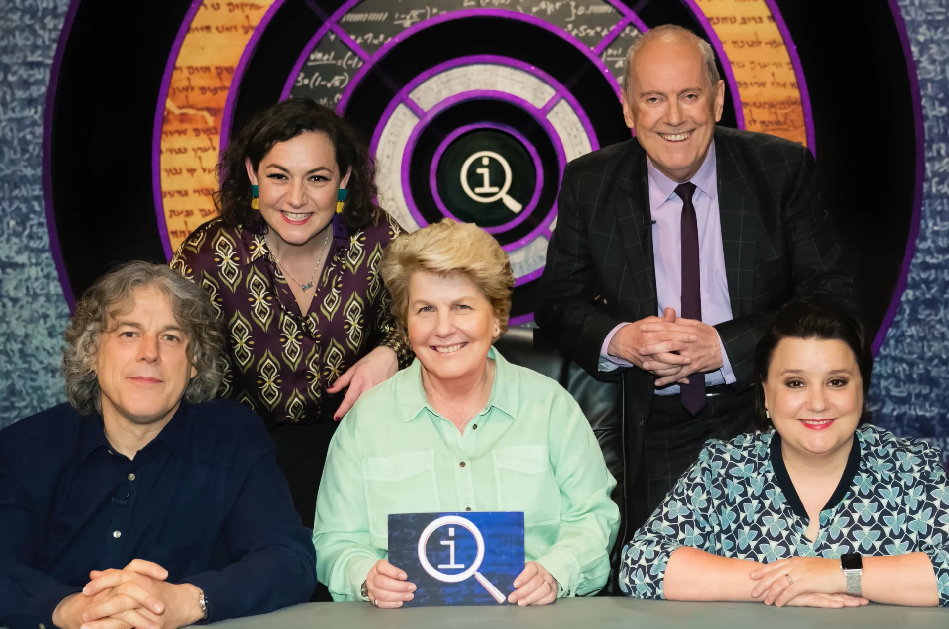 Alan Davies, Sandi Toksvig, Gyles Brandreth, Susan Calman, and Jessica Fostekew in QI (2003)