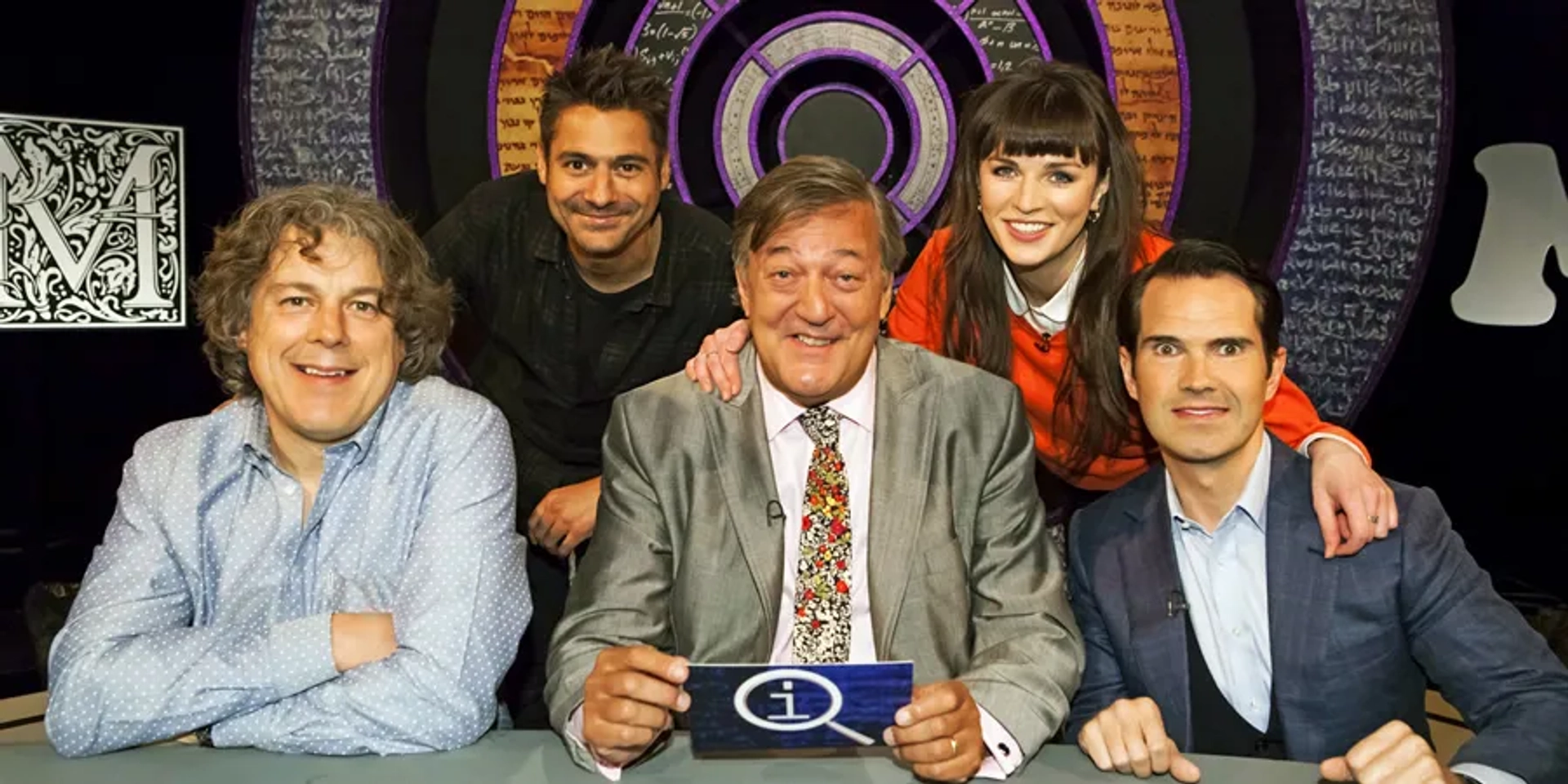 Stephen Fry, Jimmy Carr, Alan Davies, Danny Bhoy, and Aisling Bea in QI (2003)