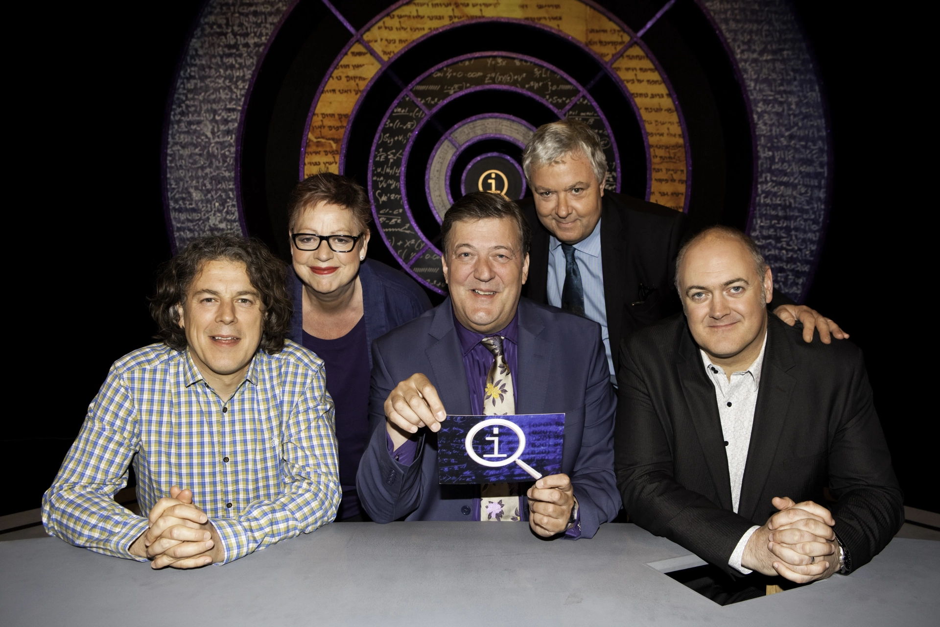 Stephen Fry, Jo Brand, Alan Davies, John Sessions, and Dara O Briain in QI (2003)