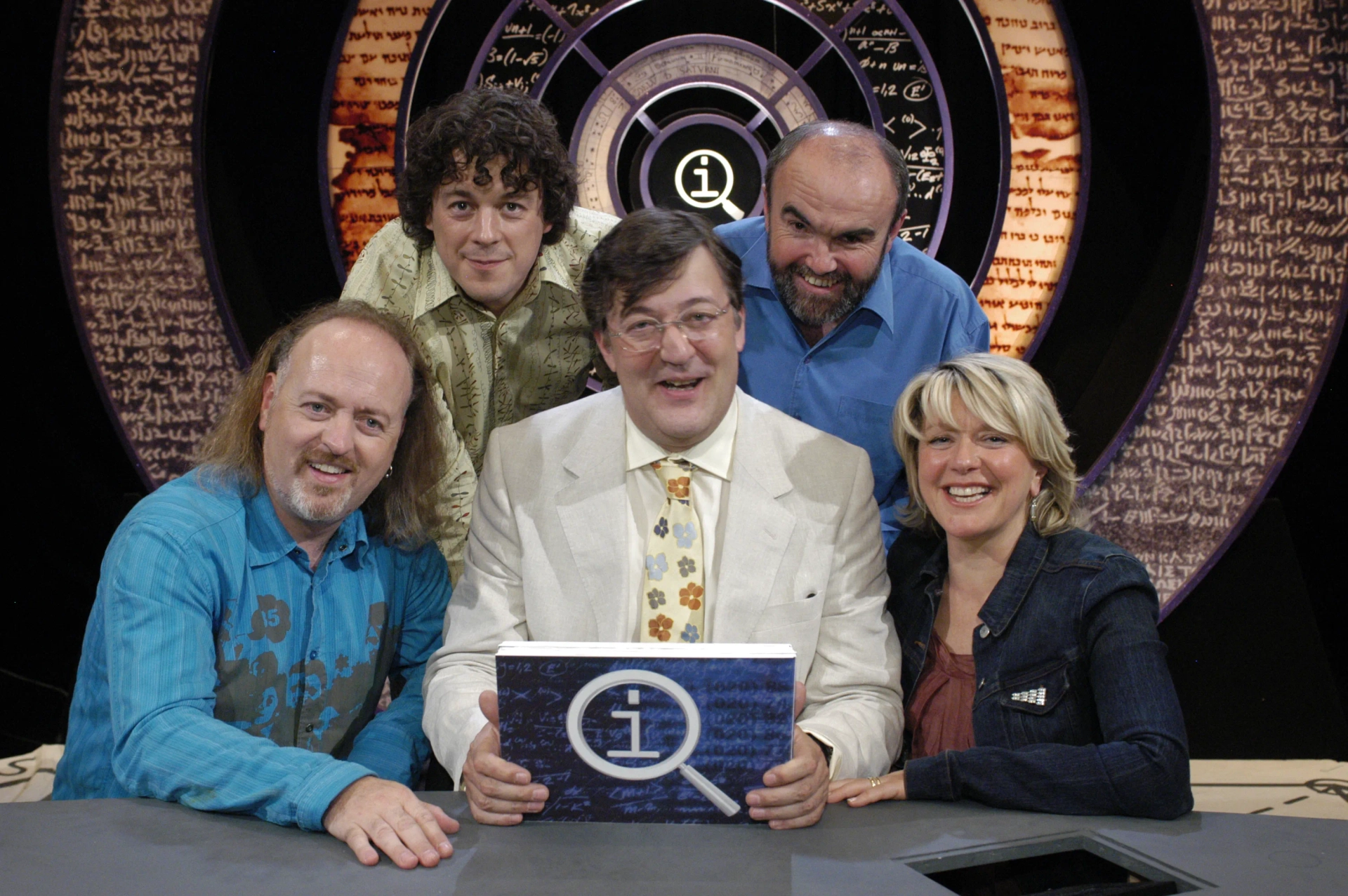 Stephen Fry, Helen Atkinson Wood, Bill Bailey, Alan Davies, and Andy Hamilton in QI (2003)