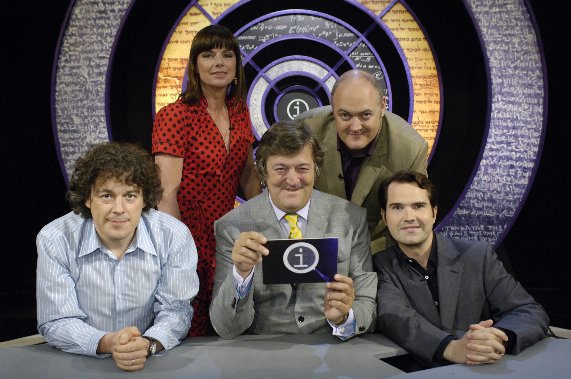 Stephen Fry, Jimmy Carr, Alan Davies, Doon Mackichan, and Dara O Briain in QI (2003)