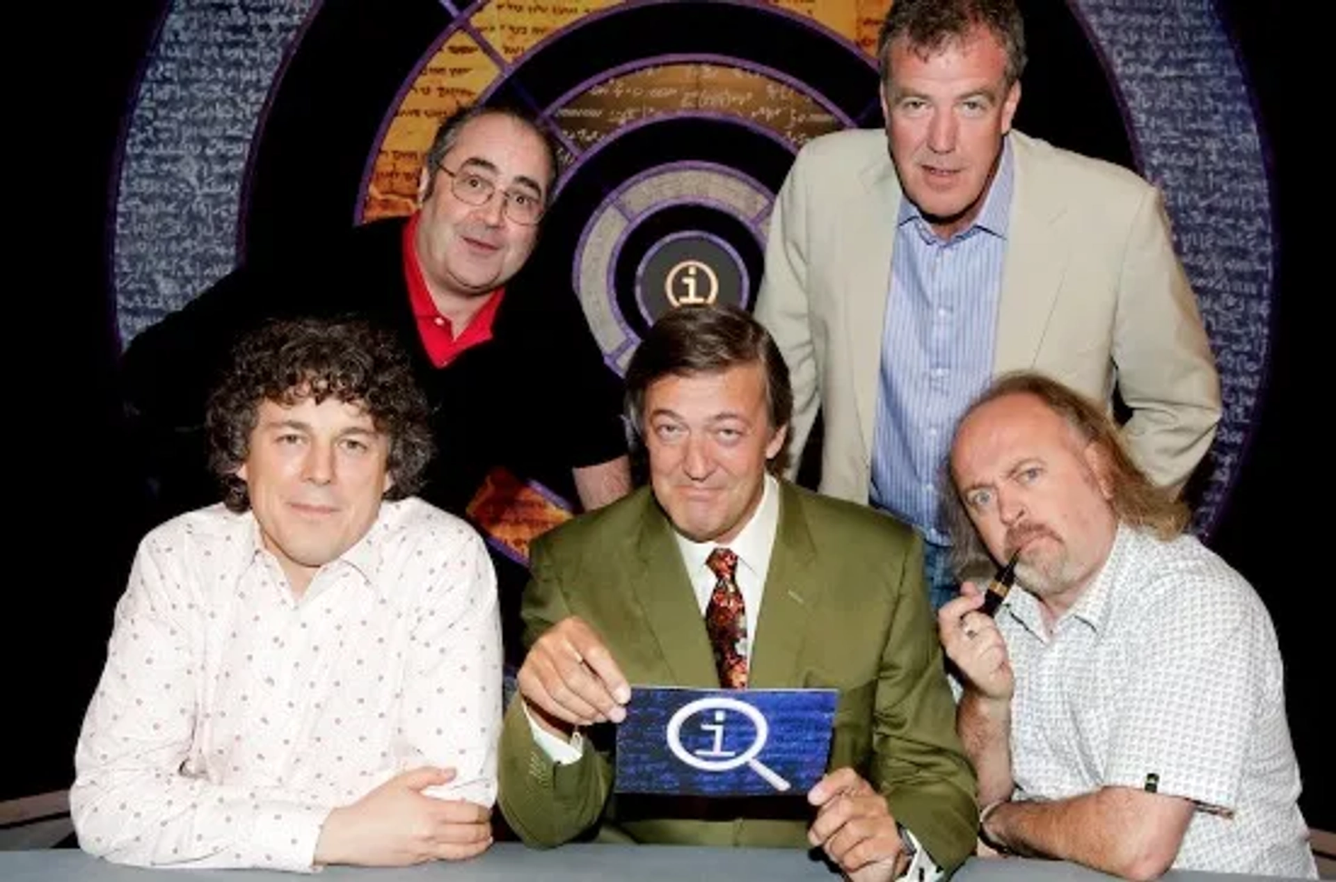 Stephen Fry, Bill Bailey, Danny Baker, Jeremy Clarkson, and Alan Davies in QI (2003)