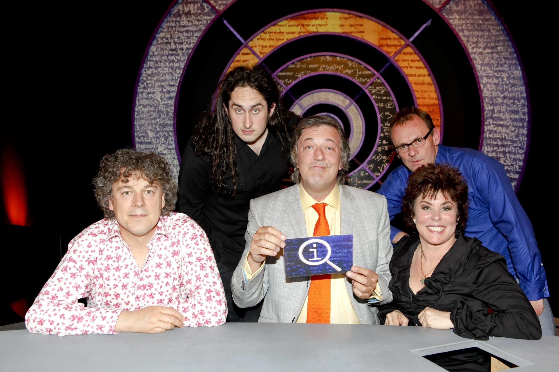 Stephen Fry, Alan Davies, Sean Lock, Ross Noble, and Ruby Wax in QI (2003)