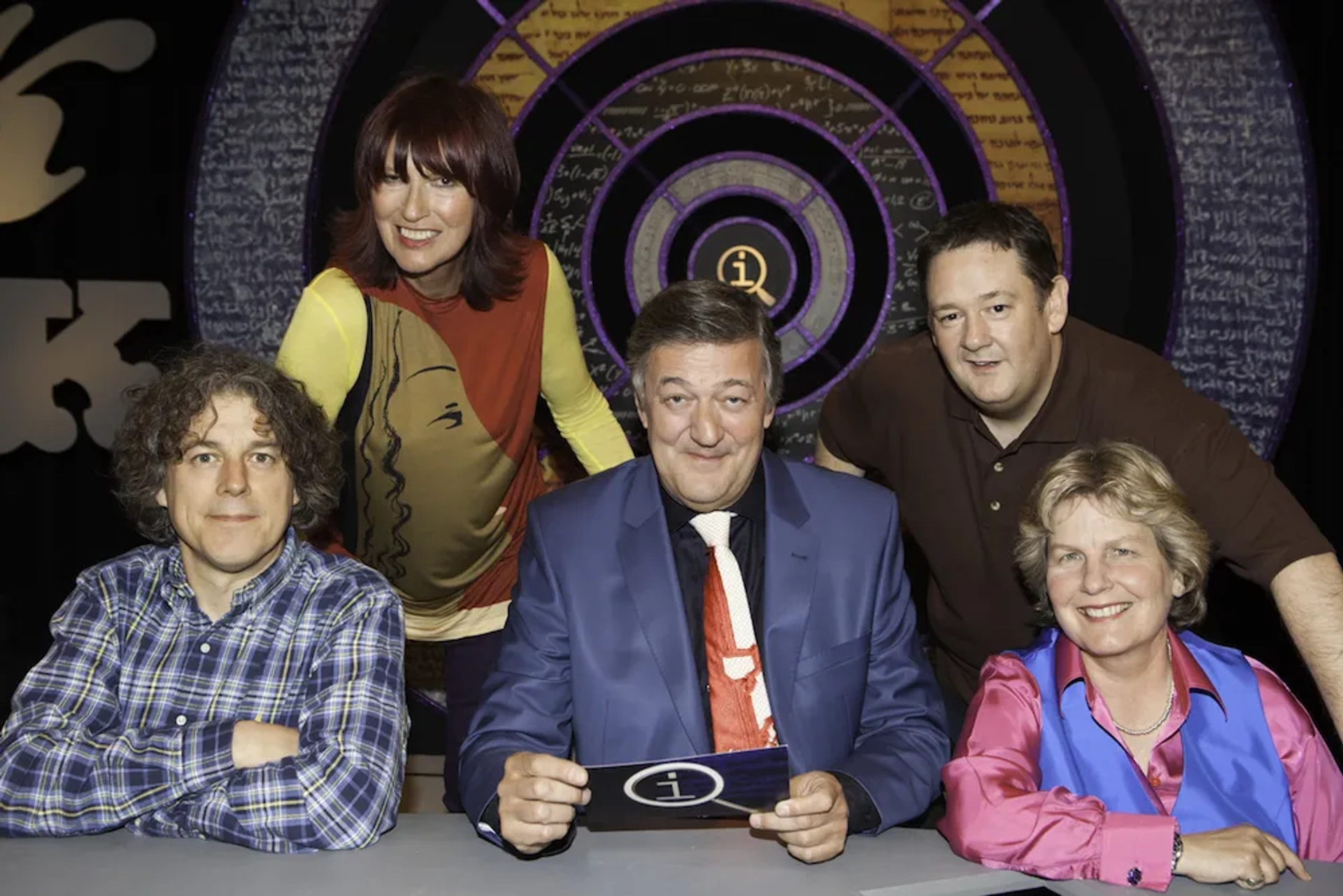 Stephen Fry, Alan Davies, Janet Street-Porter, Sandi Toksvig, and Johnny Vegas in QI (2003)