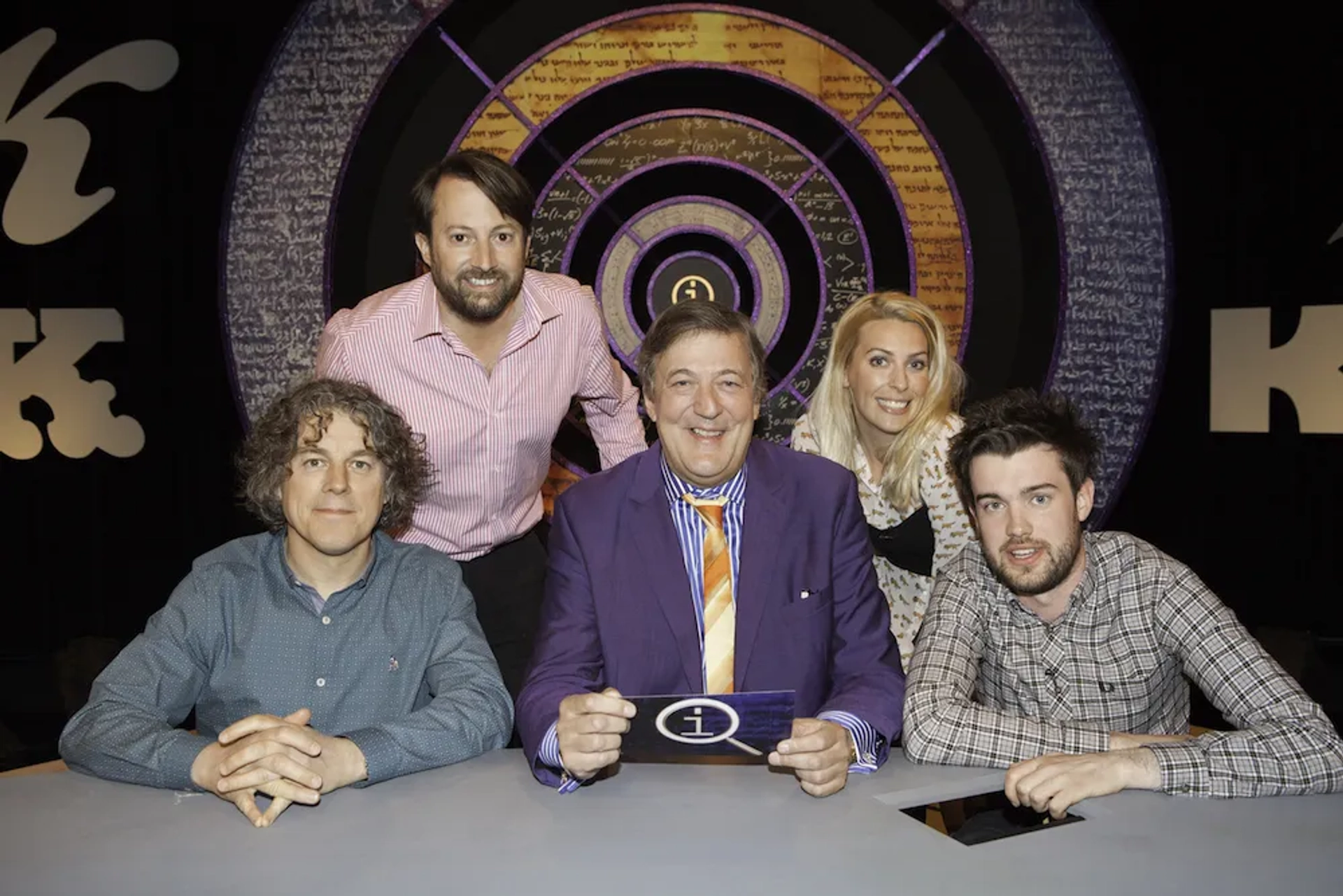 Stephen Fry, Alan Davies, David Mitchell, Jack Whitehall, and Sara Pascoe in QI (2003)