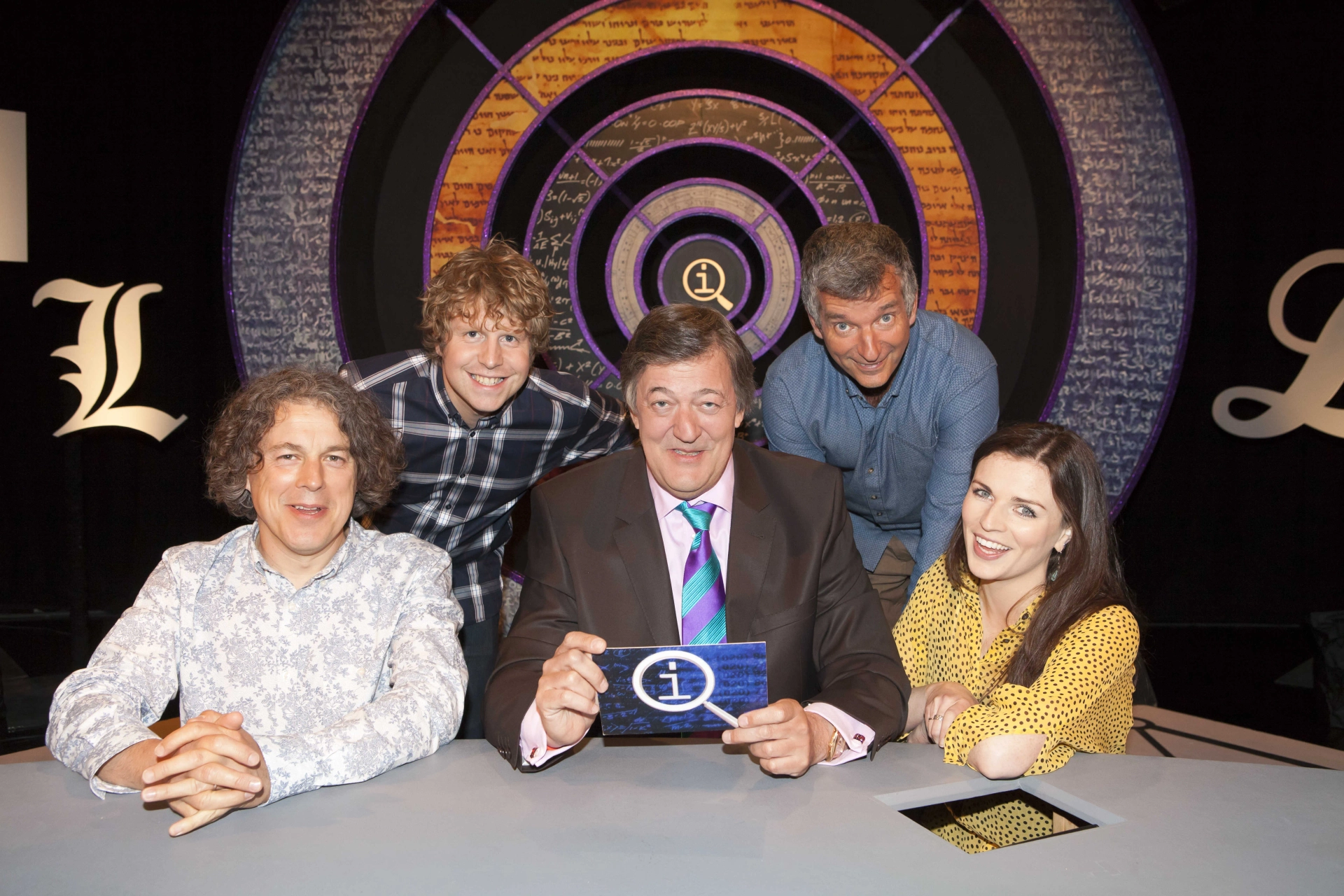 Stephen Fry, Alan Davies, Tony Hawks, Aisling Bea, and Josh Widdicombe in QI (2003)