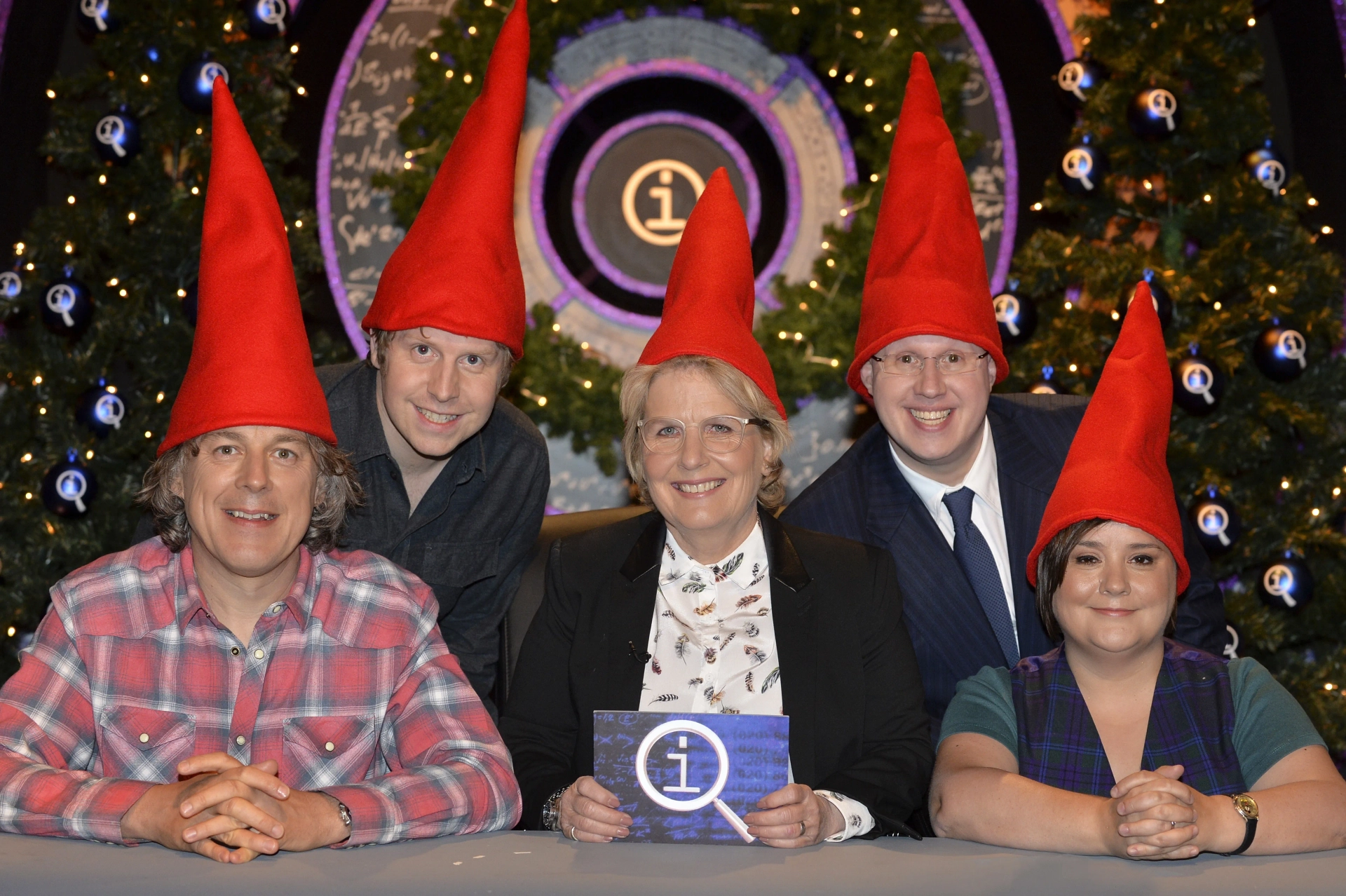 Alan Davies, Matt Lucas, Sandi Toksvig, Susan Calman, and Josh Widdicombe in QI (2003)