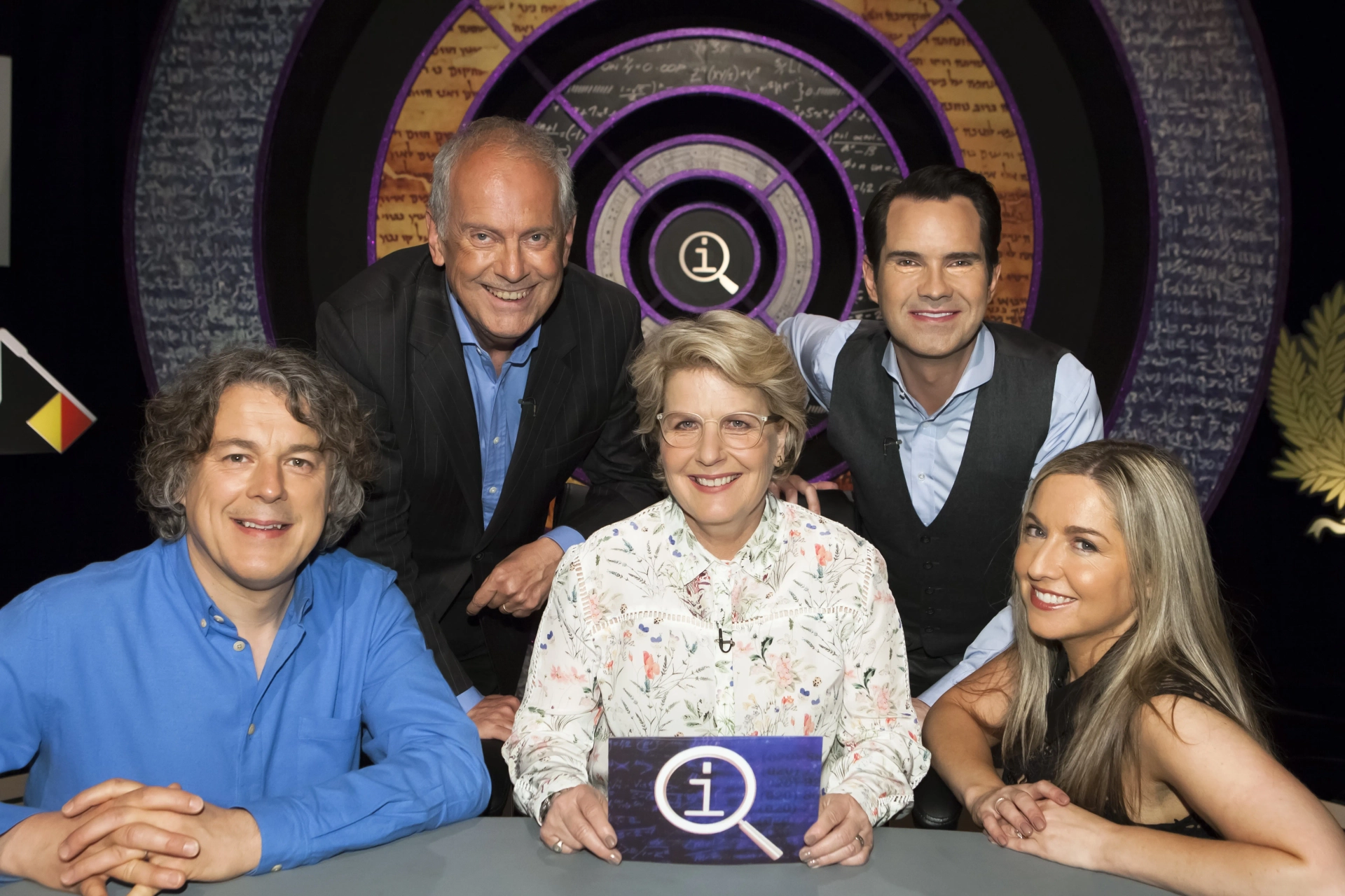 Jimmy Carr, Alan Davies, Sandi Toksvig, Gyles Brandreth, and Victoria Coren Mitchell in QI (2003)