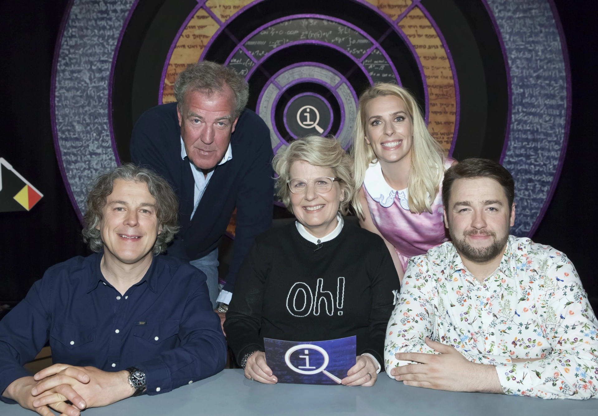 Jeremy Clarkson, Alan Davies, Sandi Toksvig, Jason Manford, and Sara Pascoe in QI (2003)