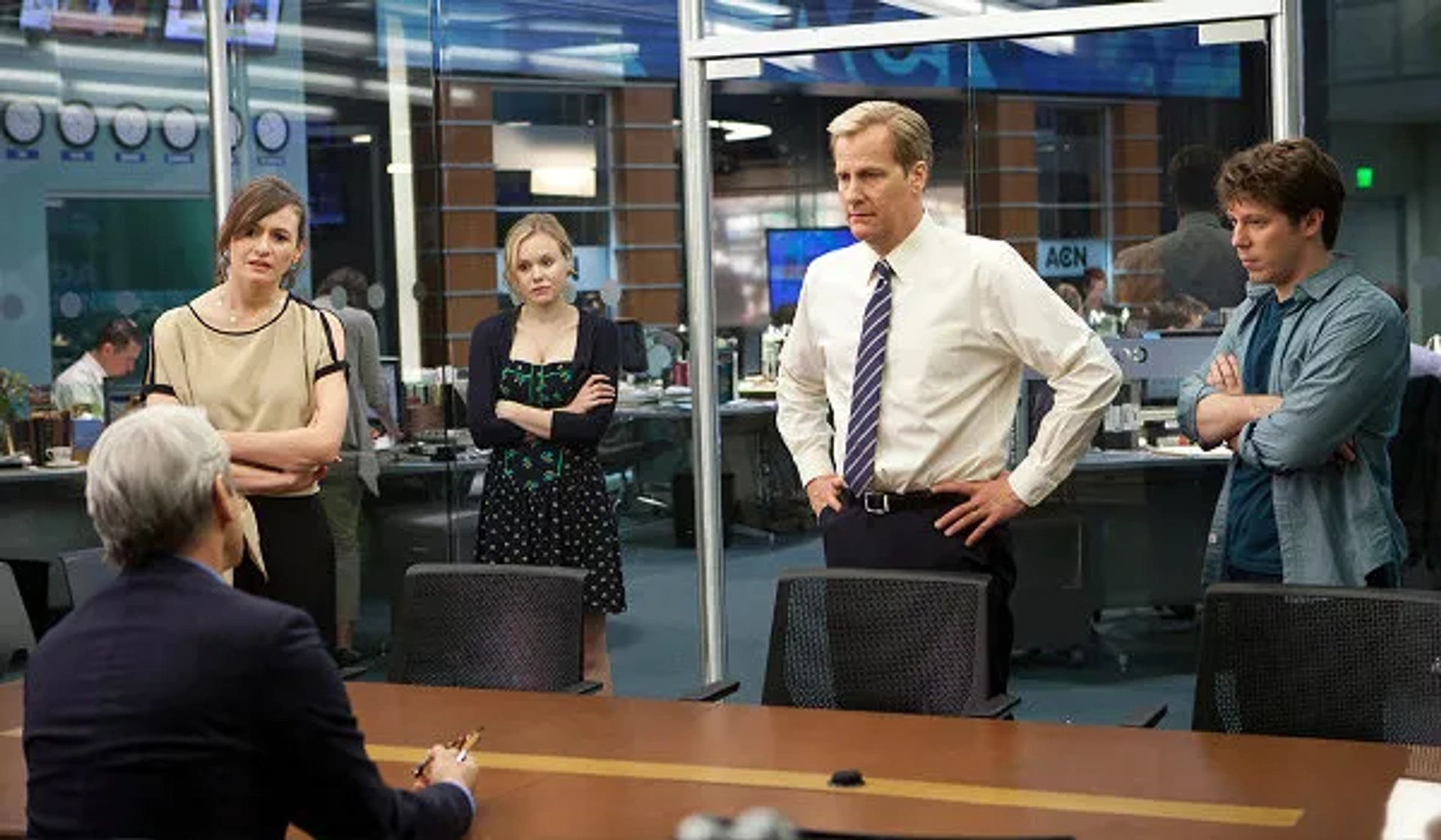 Jeff Daniels, John Gallagher Jr., Emily Mortimer, and Alison Pill in The Newsroom (2012)