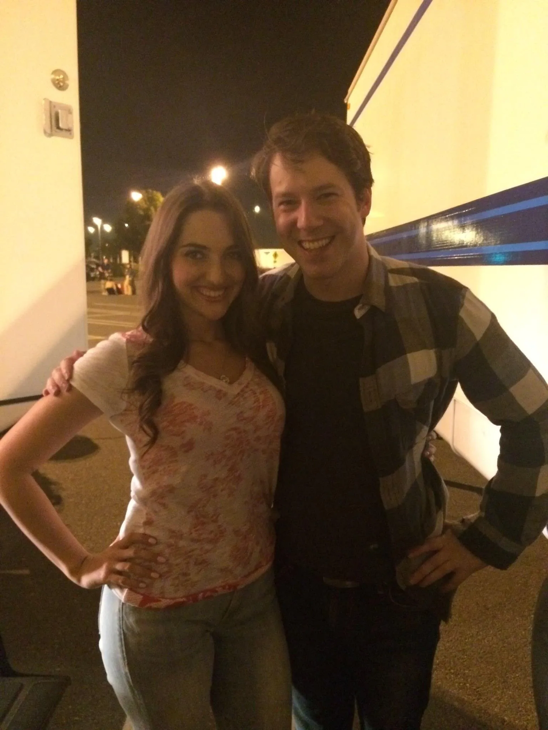 on the set of "The Newsroom" with John Gallagher Jr.