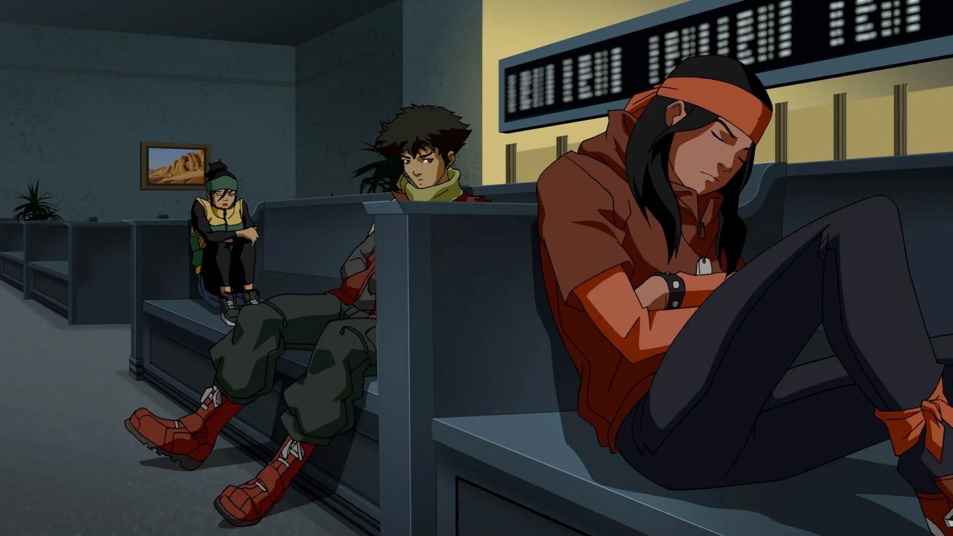 Freddy Rodríguez, Janice Kawaye, and Gregg Rainwater in Young Justice (2010)