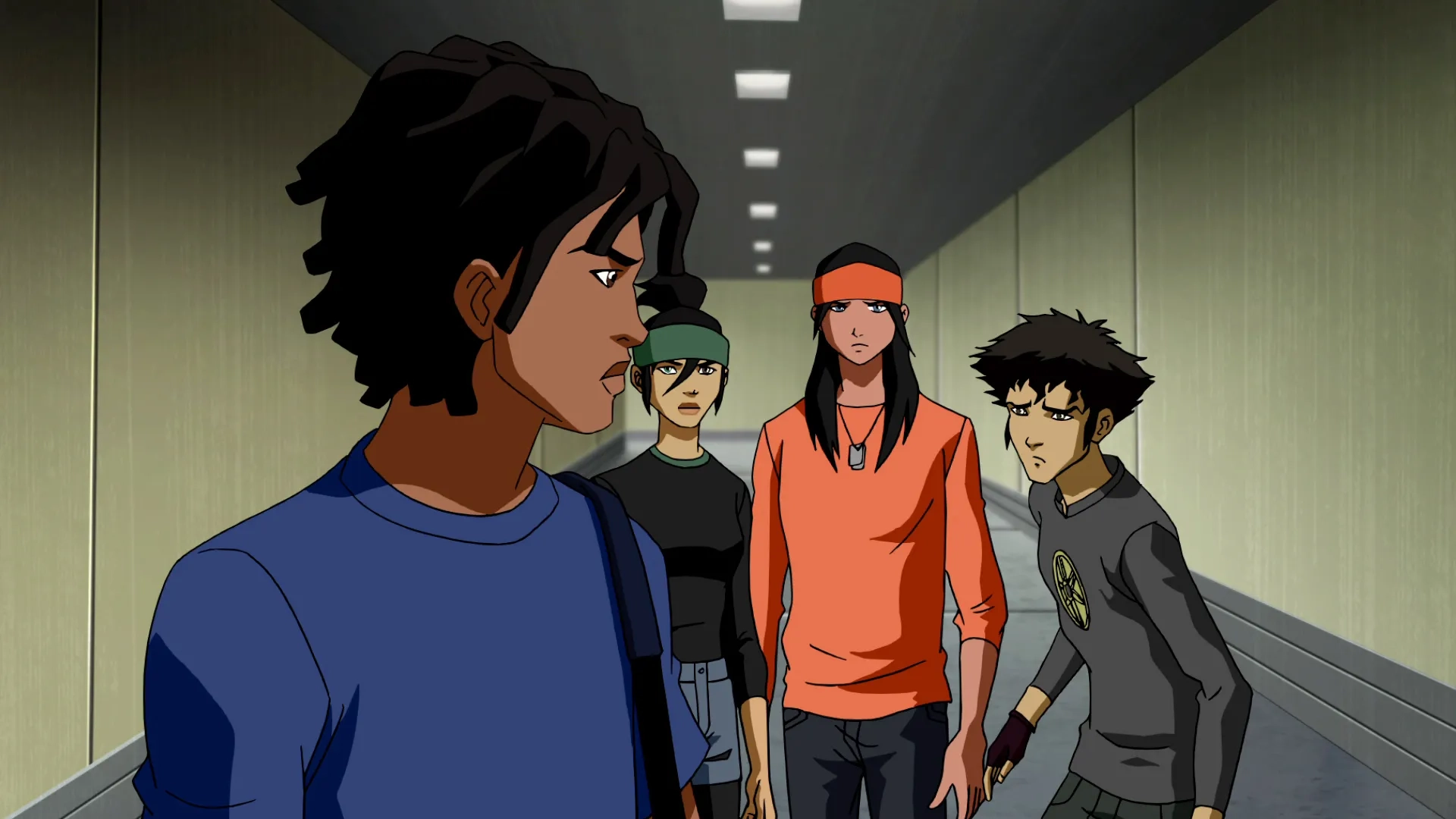 Freddy Rodríguez, Janice Kawaye, Bryton James, and Gregg Rainwater in Young Justice (2010)