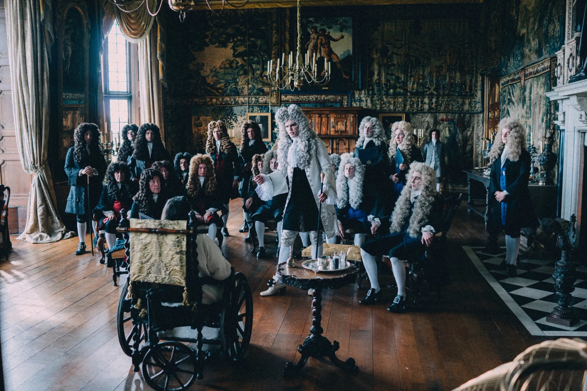 Nicholas Hoult, James Smith, and Olivia Colman in The Favourite (2018)