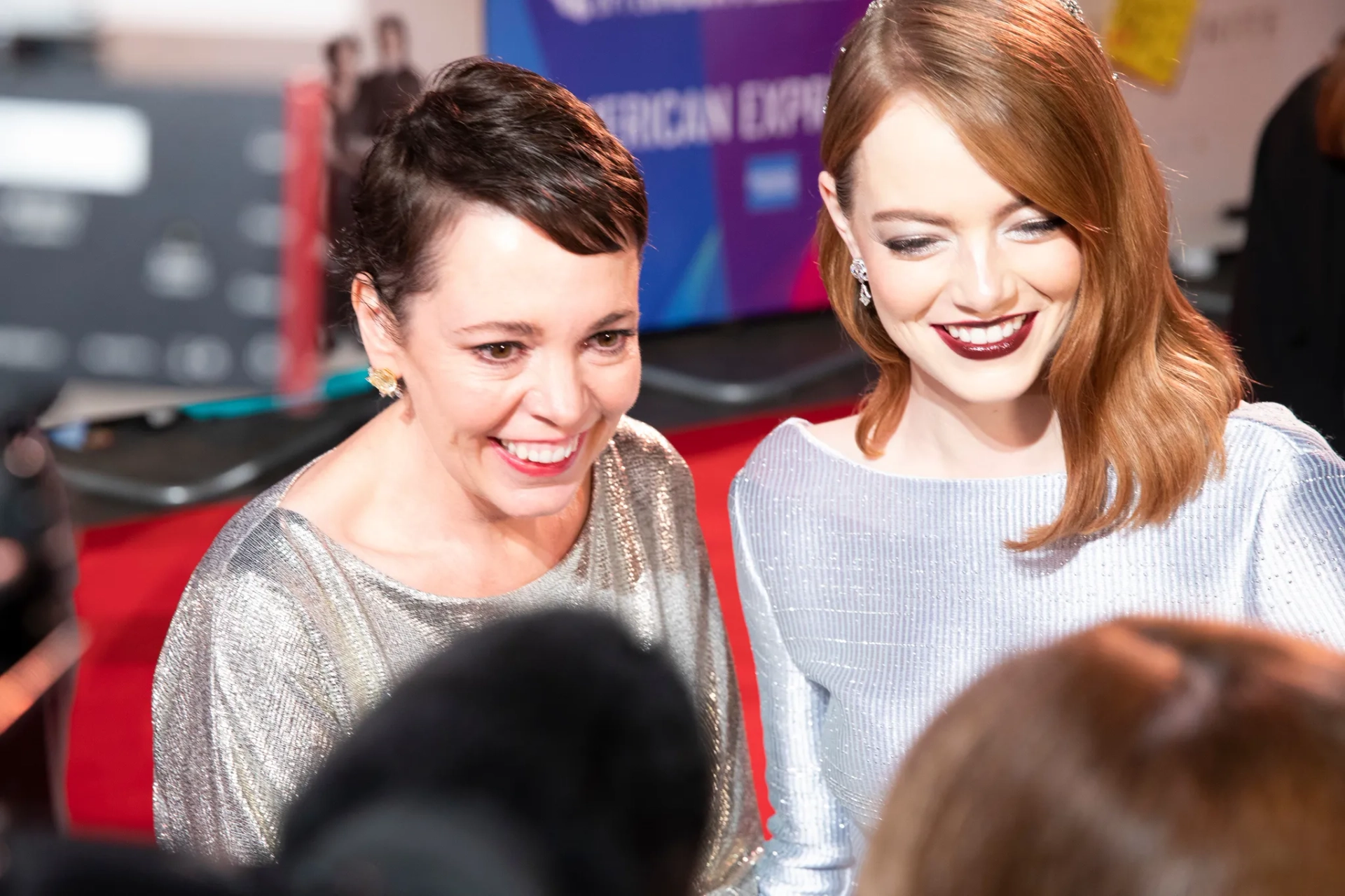 Emma Stone and Olivia Colman at an event for The Favourite (2018)