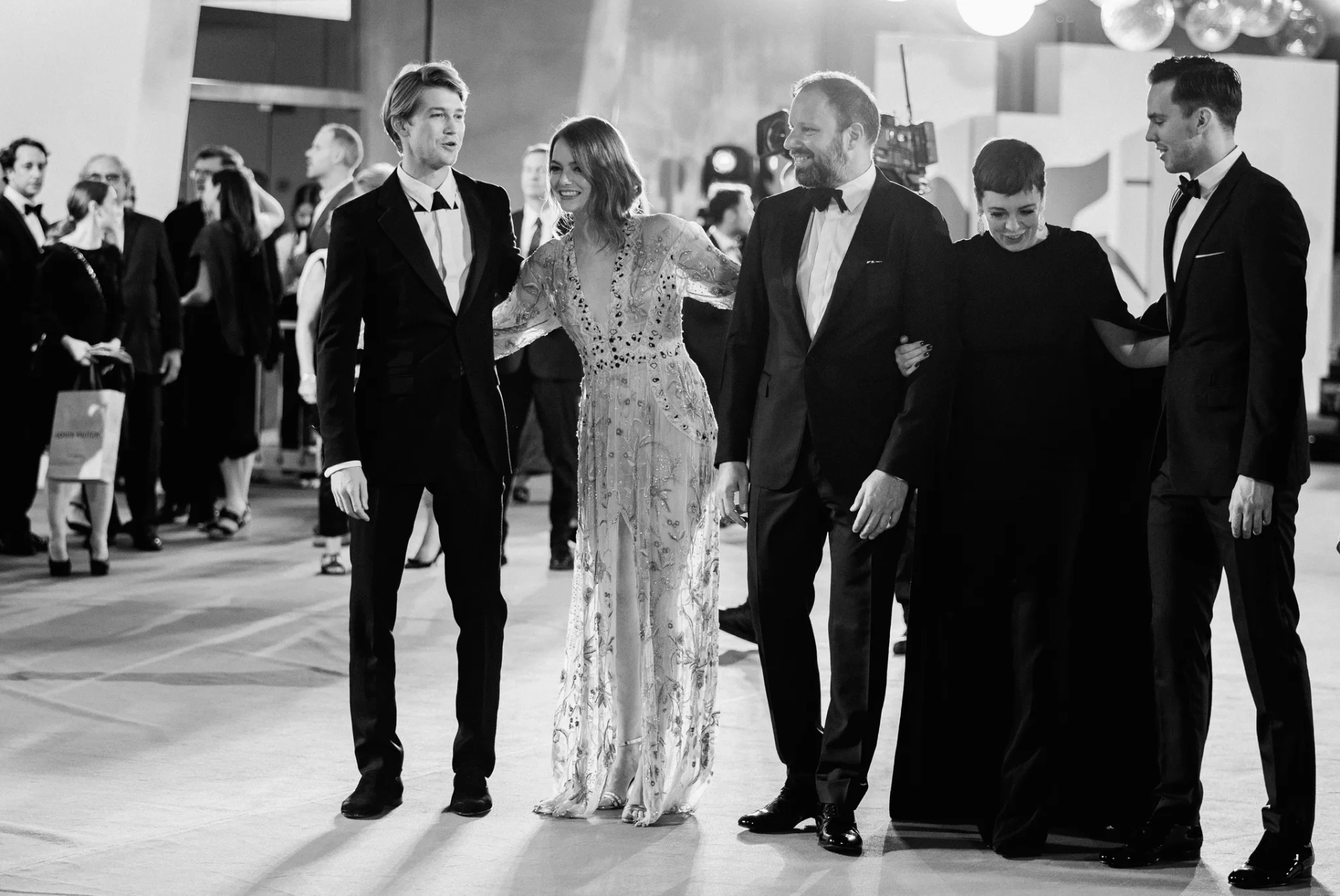 Nicholas Hoult, Yorgos Lanthimos, Emma Stone, Olivia Colman, and Joe Alwyn at an event for The Favourite (2018)