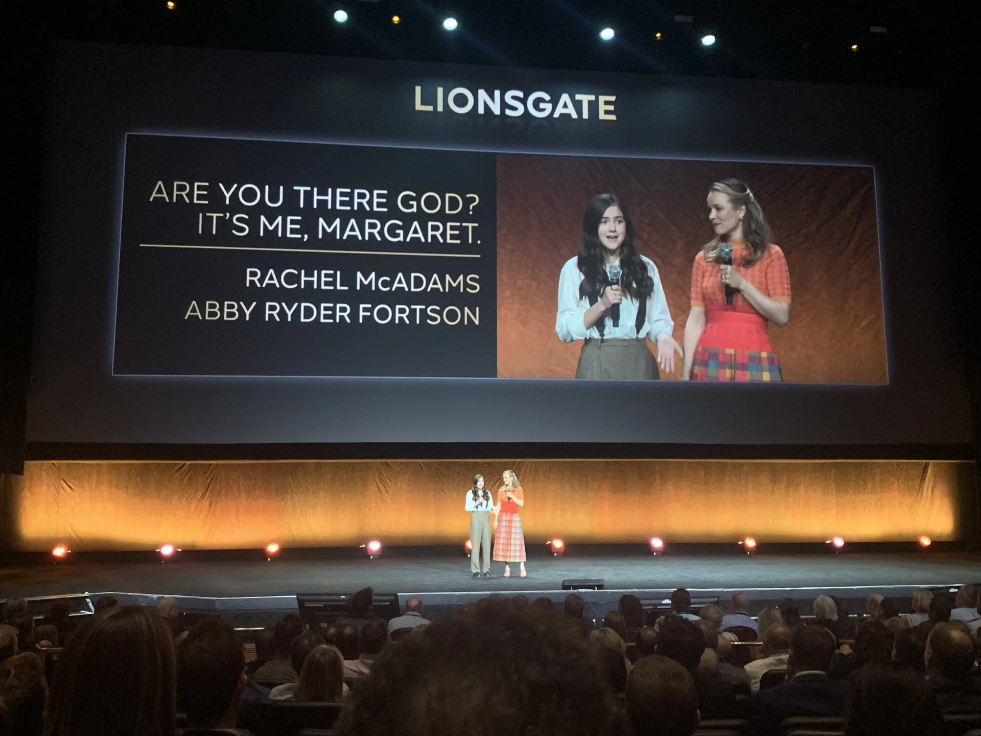 Abby Ryder Fortson and Rachel McAdams at Cinemacon as stars of Liongate's Are You There God? It's Me Margaret.