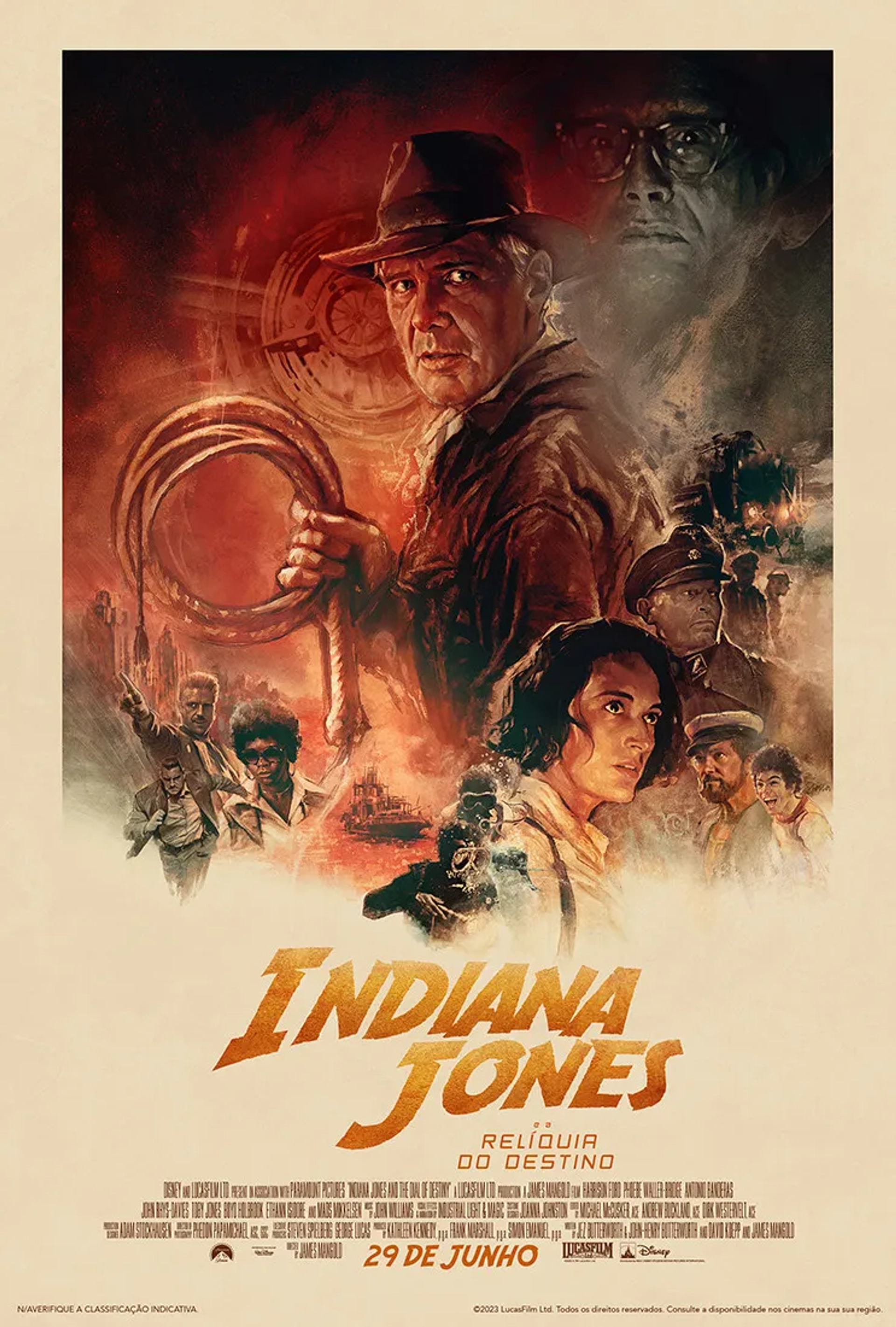 Antonio Banderas, Harrison Ford, Thomas Kretschmann, Mads Mikkelsen, Ethann Isidore, Boyd Holbrook, Phoebe Waller-Bridge, Olivier Richters, and Shaunette Renée Wilson in Indiana Jones and the Dial of Destiny (2023)