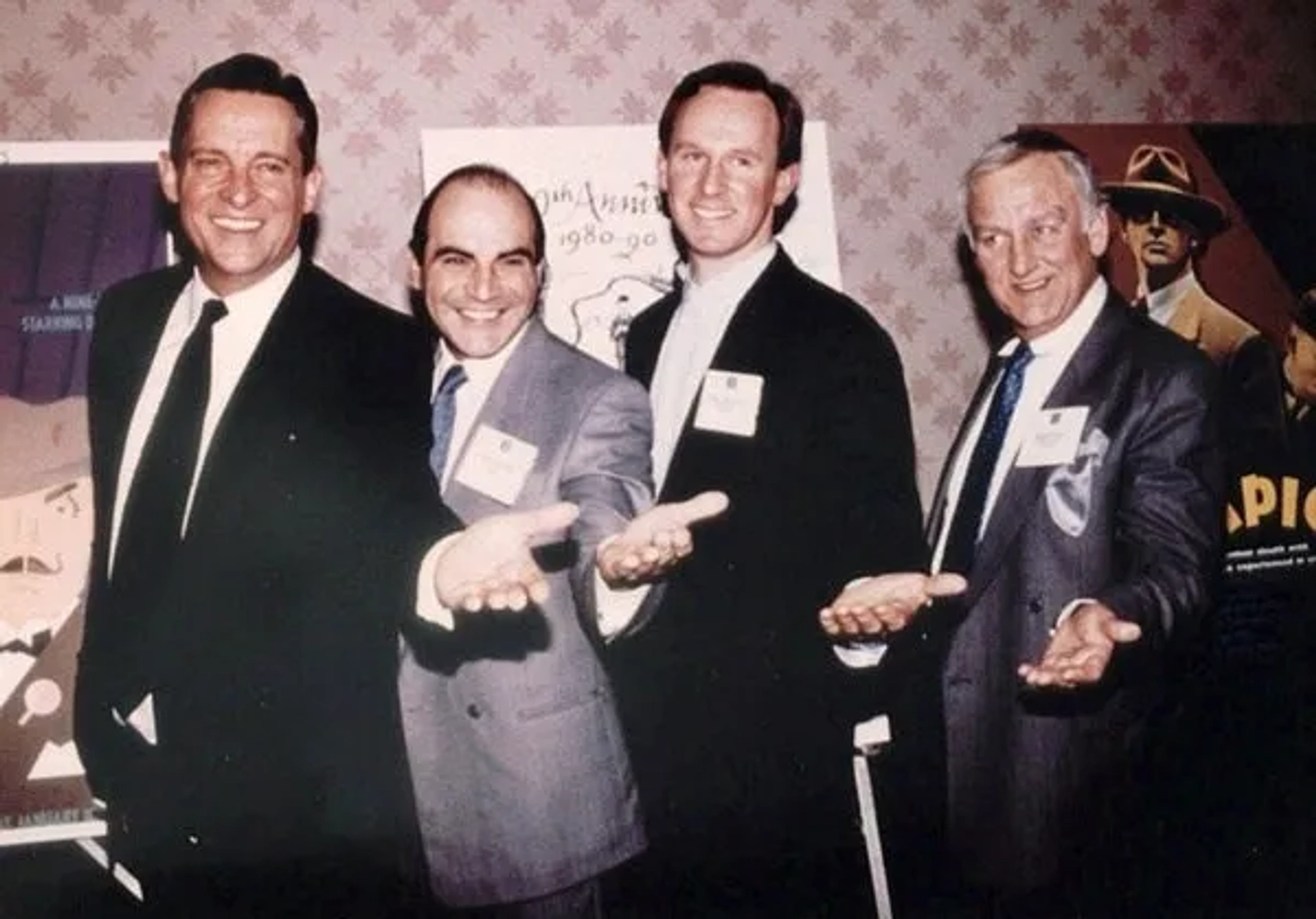 Jeremy Brett, Peter Davison, David Suchet, and John Thaw at an event for The Adventures of Sherlock Holmes (1984)