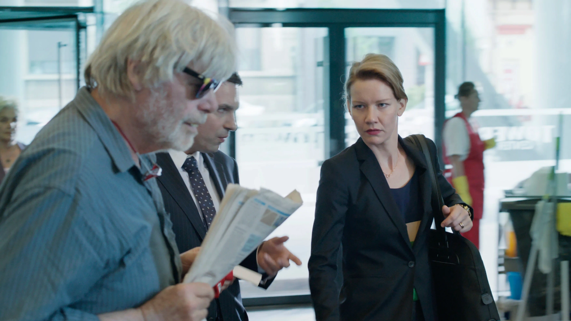 Peter Simonischek, Alexandru Papadopol, and Sandra Hüller in Toni Erdmann (2016)