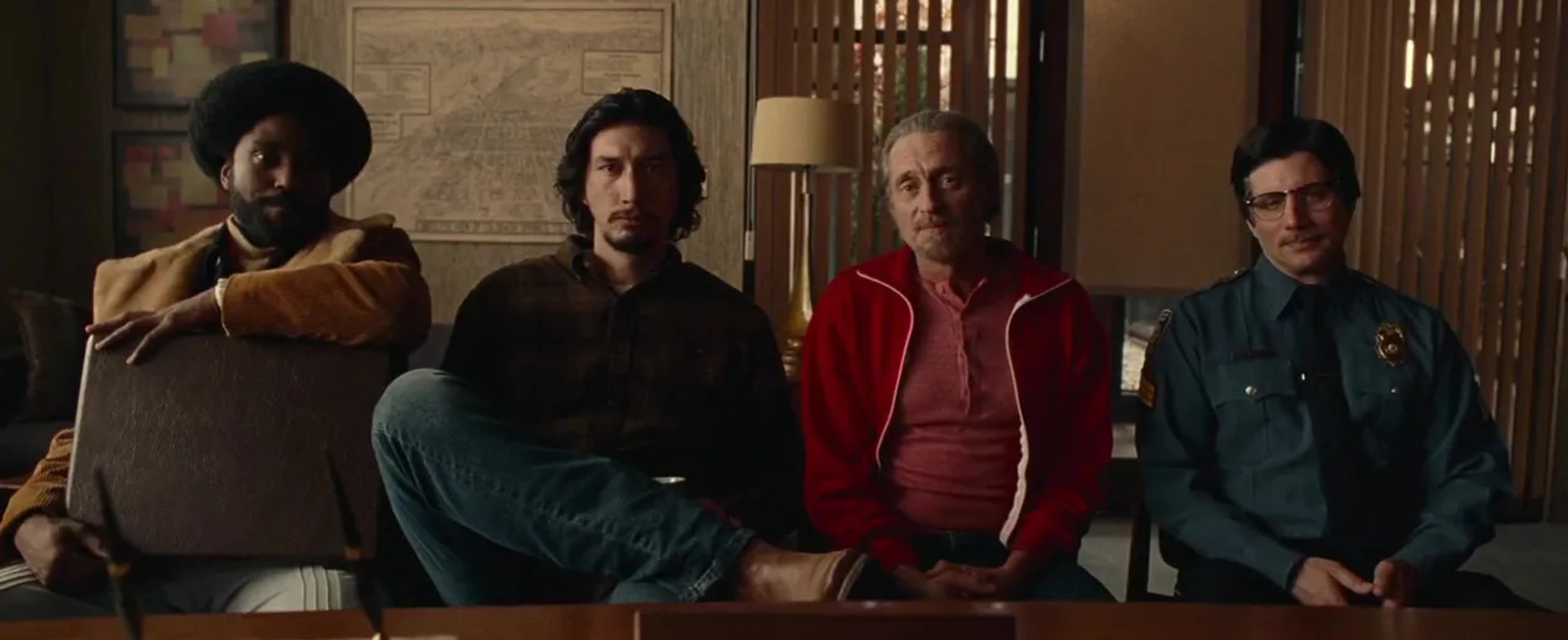 Michael Buscemi, Ken Garito, John David Washington, and Adam Driver in BlacKkKlansman (2018)