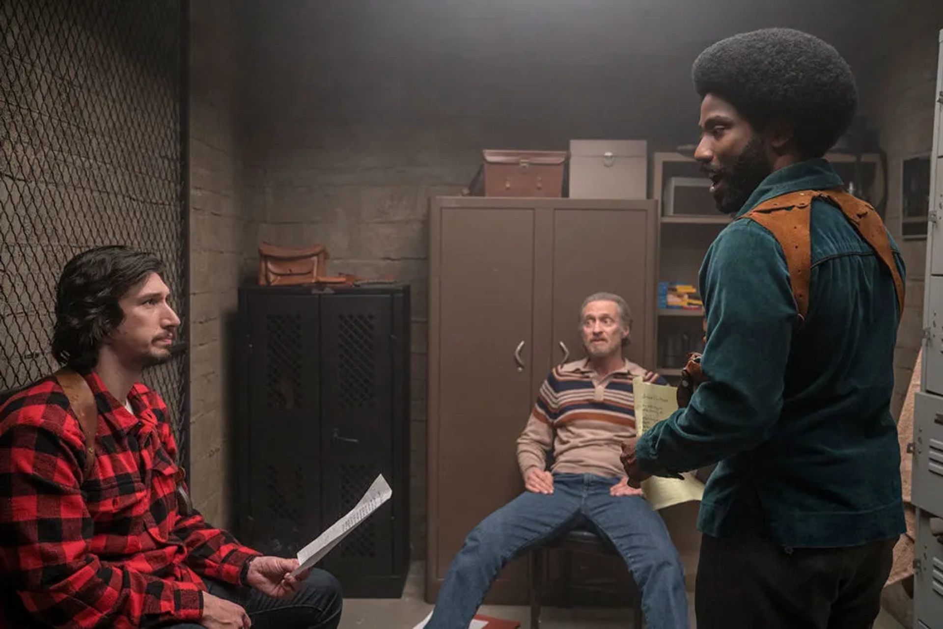 Michael Buscemi, John David Washington, and Adam Driver in BlacKkKlansman (2018)