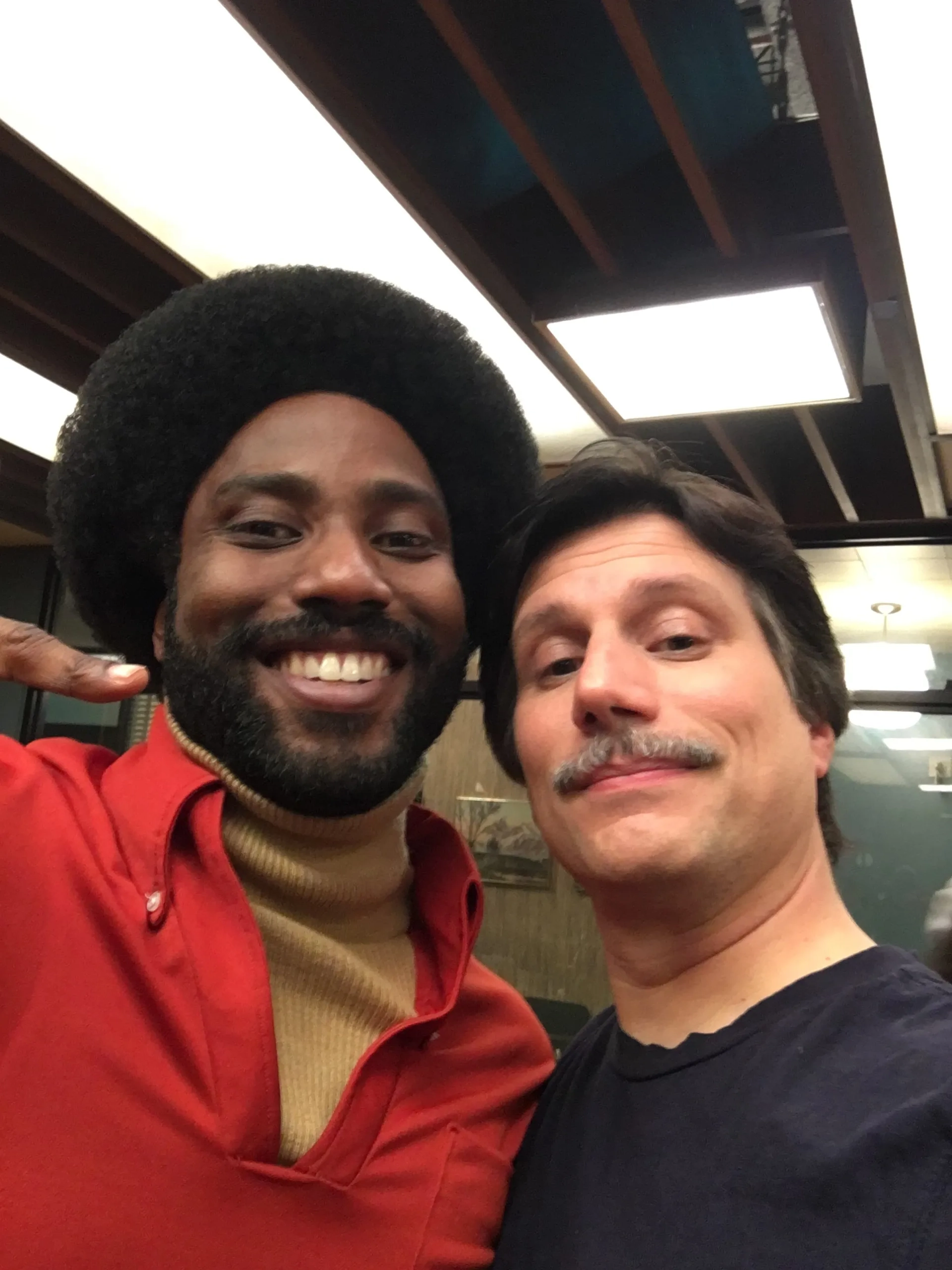 John David Washington and Ken Garito on the set of BlacKkKlansman (December 4th, 2017)