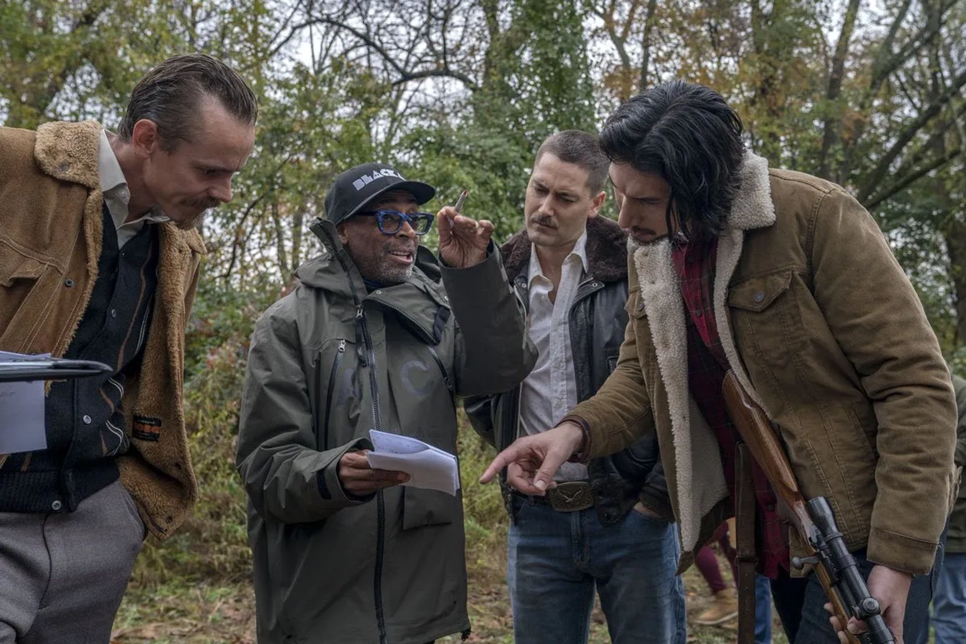 Spike Lee, Jasper Pääkkönen, Ryan Eggold, and Adam Driver in BlacKkKlansman (2018)