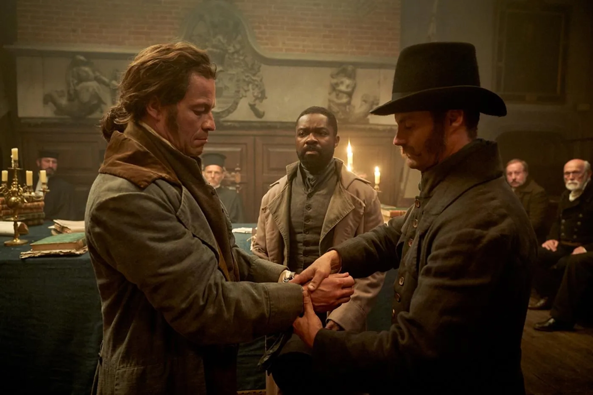 David Oyelowo and Dominic West in Les Misérables (2018)