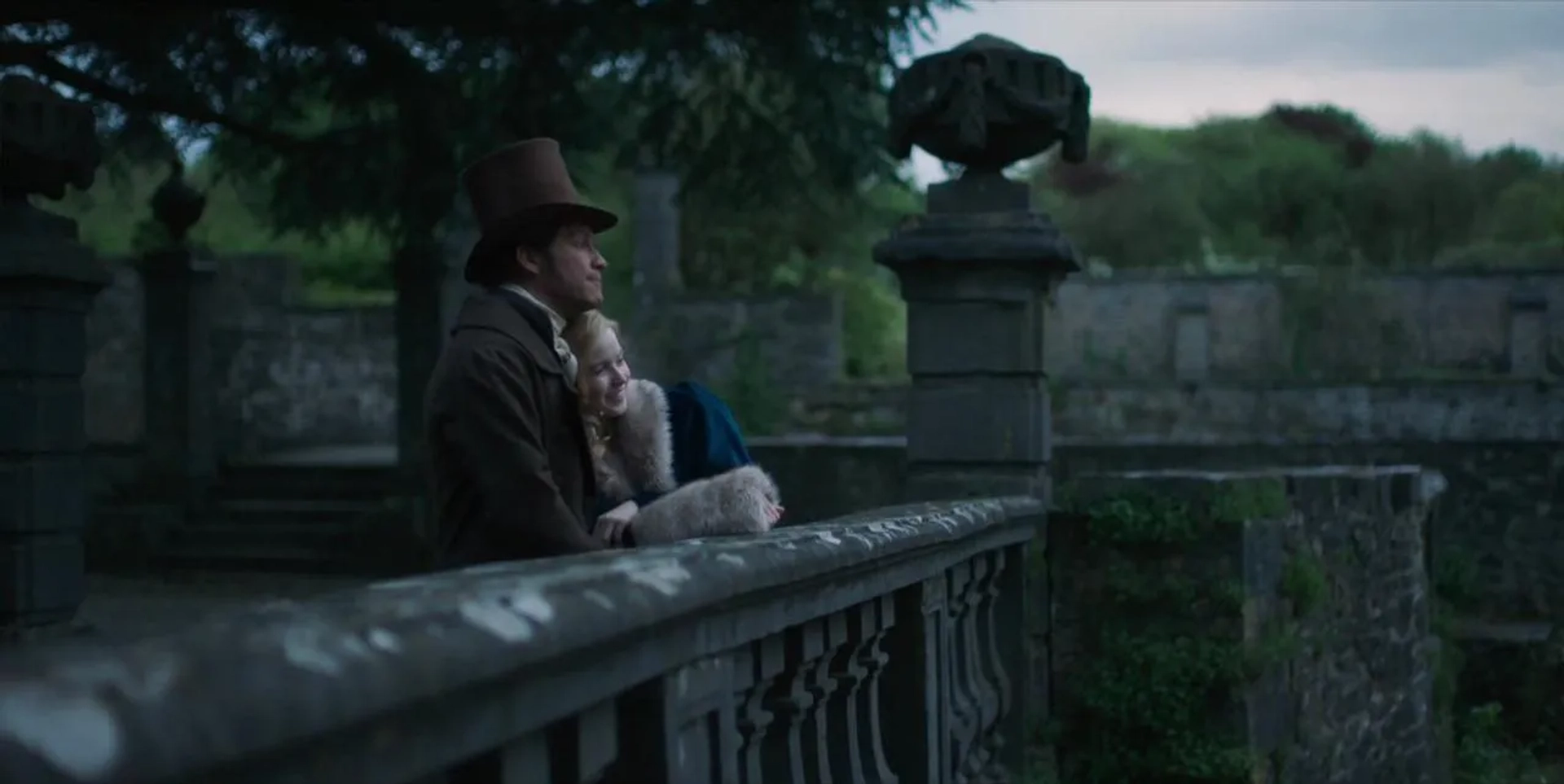 Dominic West and Ellie Bamber in Les Misérables (2018)