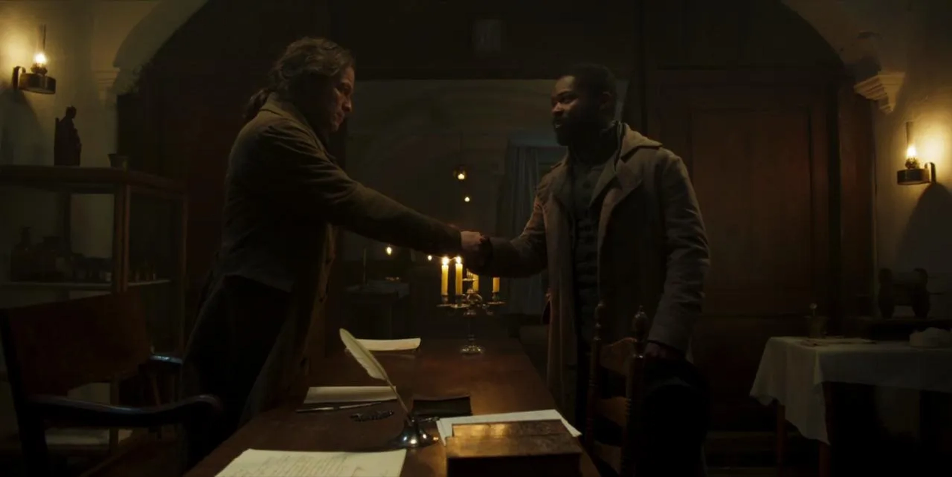 David Oyelowo and Dominic West in Les Misérables (2018)