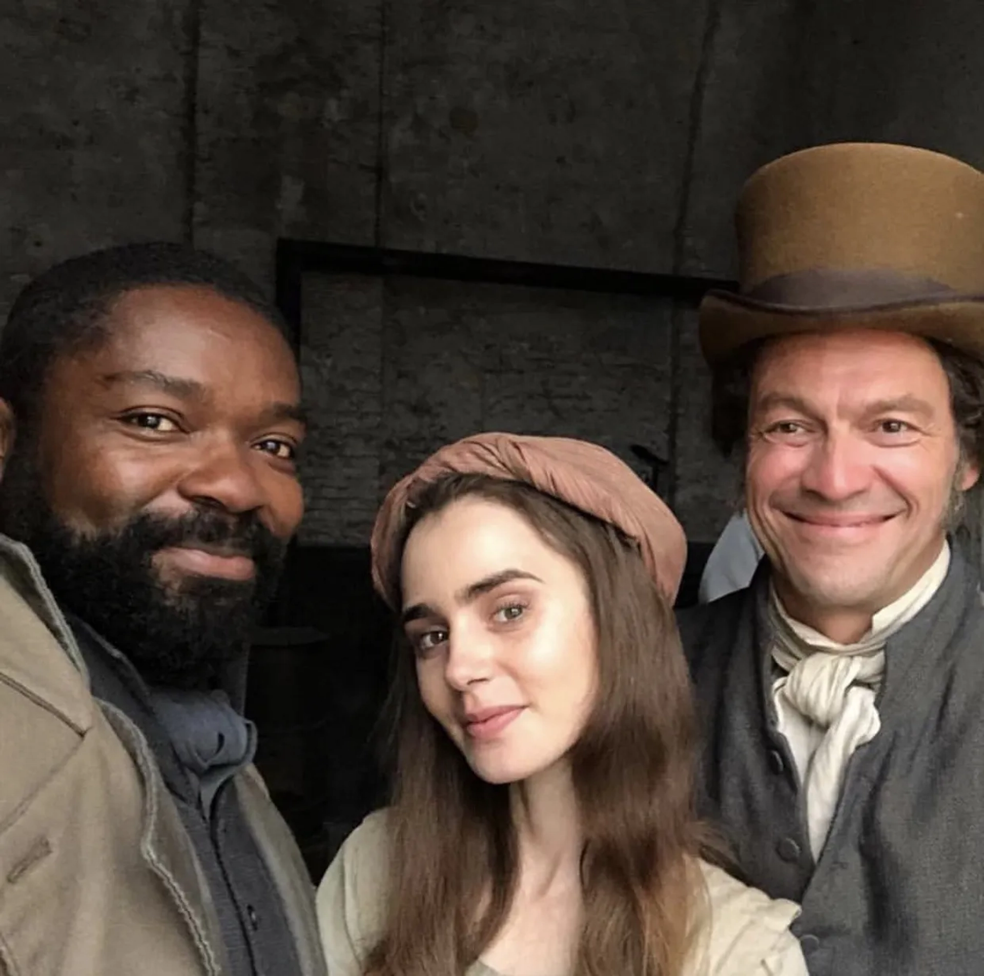 David Oyelowo, Dominic West, and Lily Collins in Les Misérables (2018)